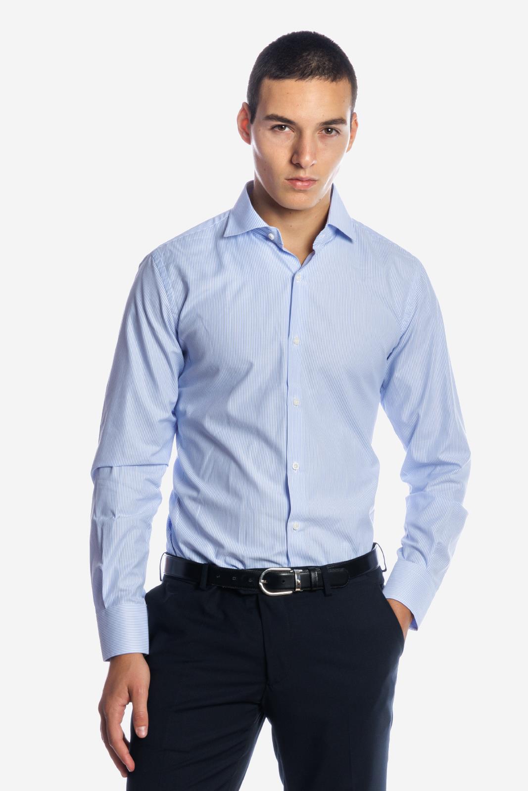 CAMICIA 100% COTONE RIGA STRETTA
