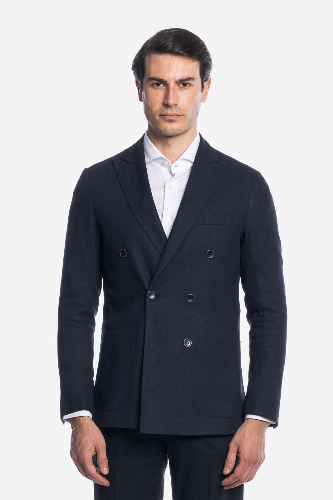 DOUBLE BREASTED LINEN SUIT JACKET