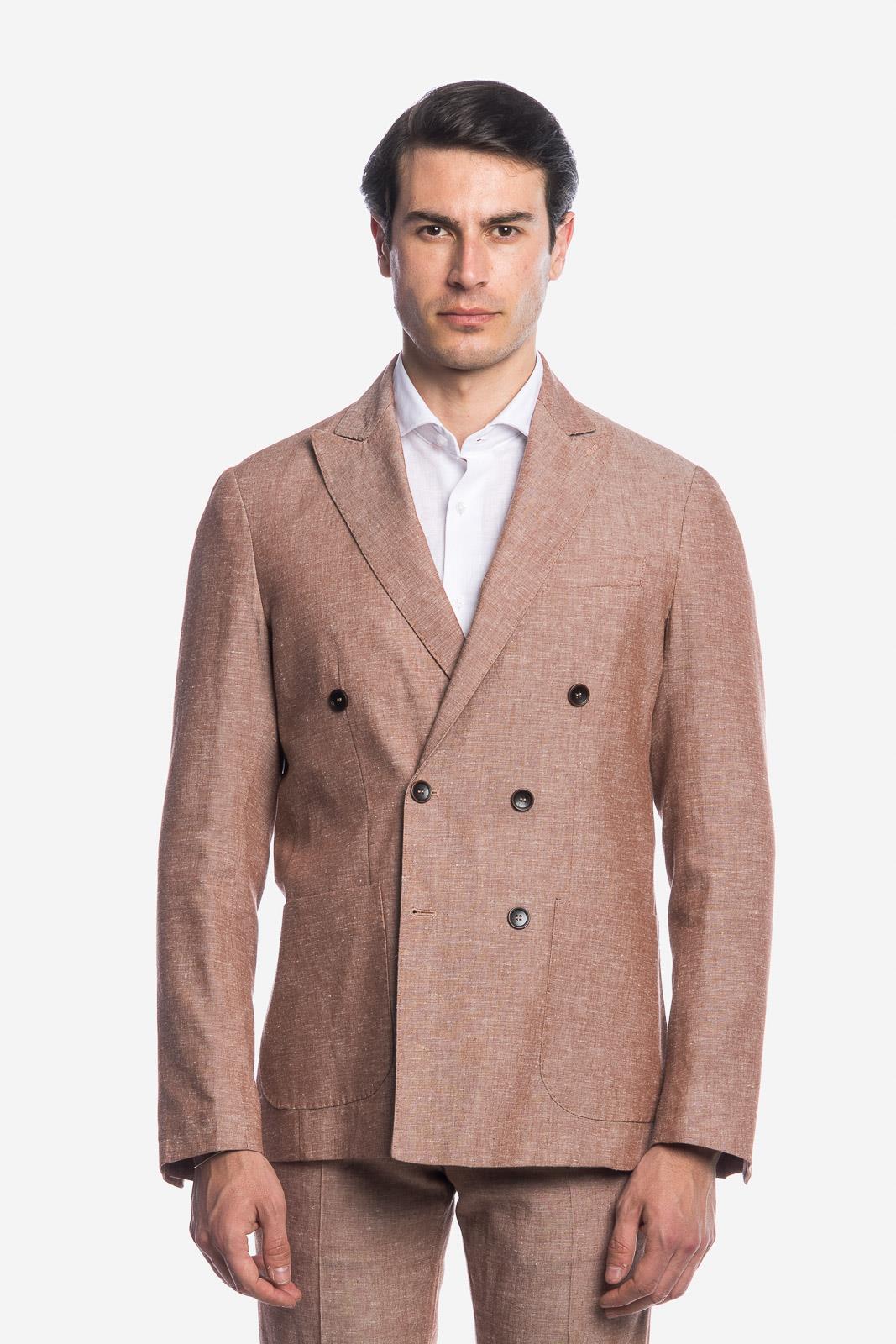 DOUBLE BREASTED LINEN SUIT JACKET