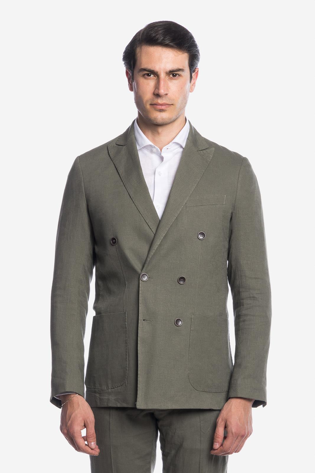 DOUBLE BREASTED LINEN SUIT JACKET