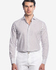 CAMICIA 100% LINO RIGATA