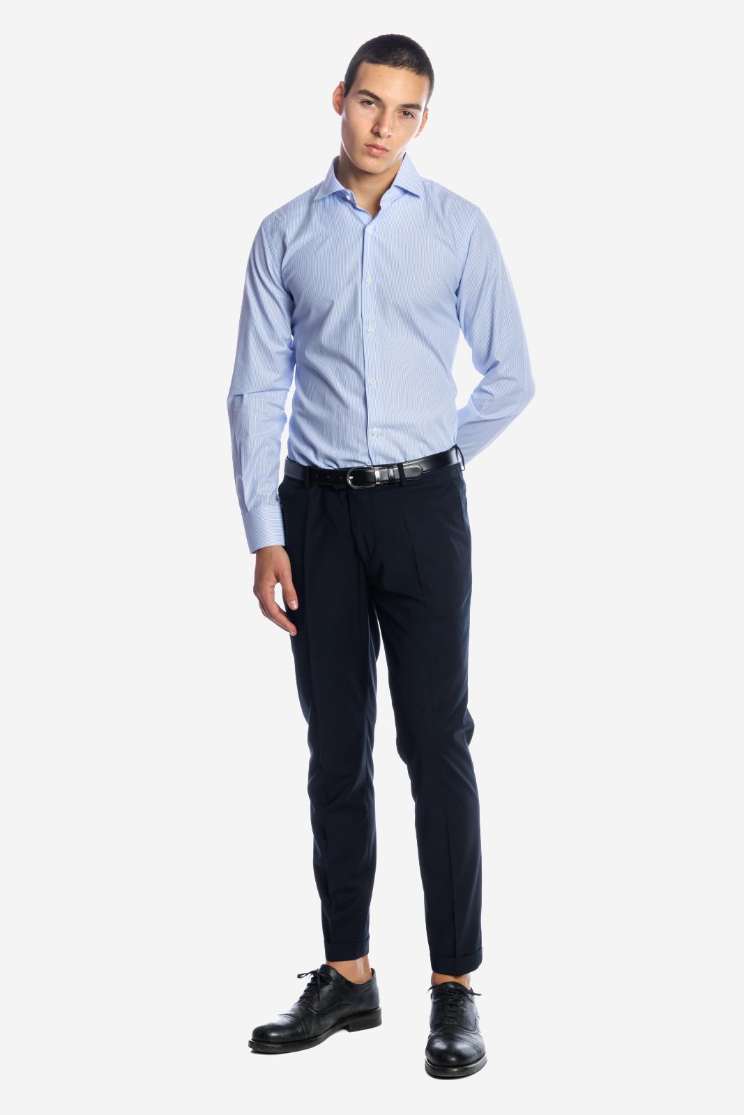 CAMICIA 100% COTONE RIGA STRETTA