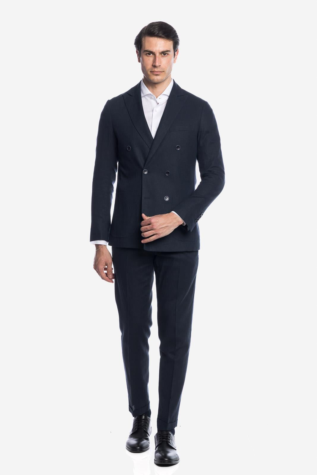 DOUBLE BREASTED LINEN SUIT JACKET