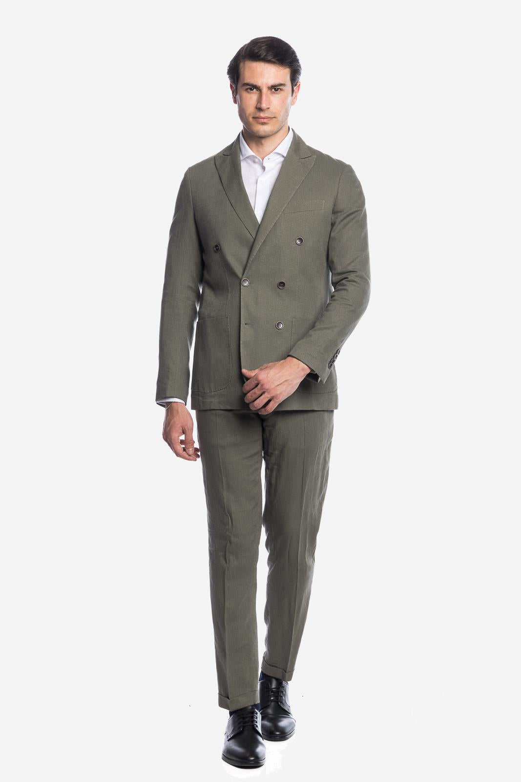 DOUBLE BREASTED LINEN SUIT JACKET