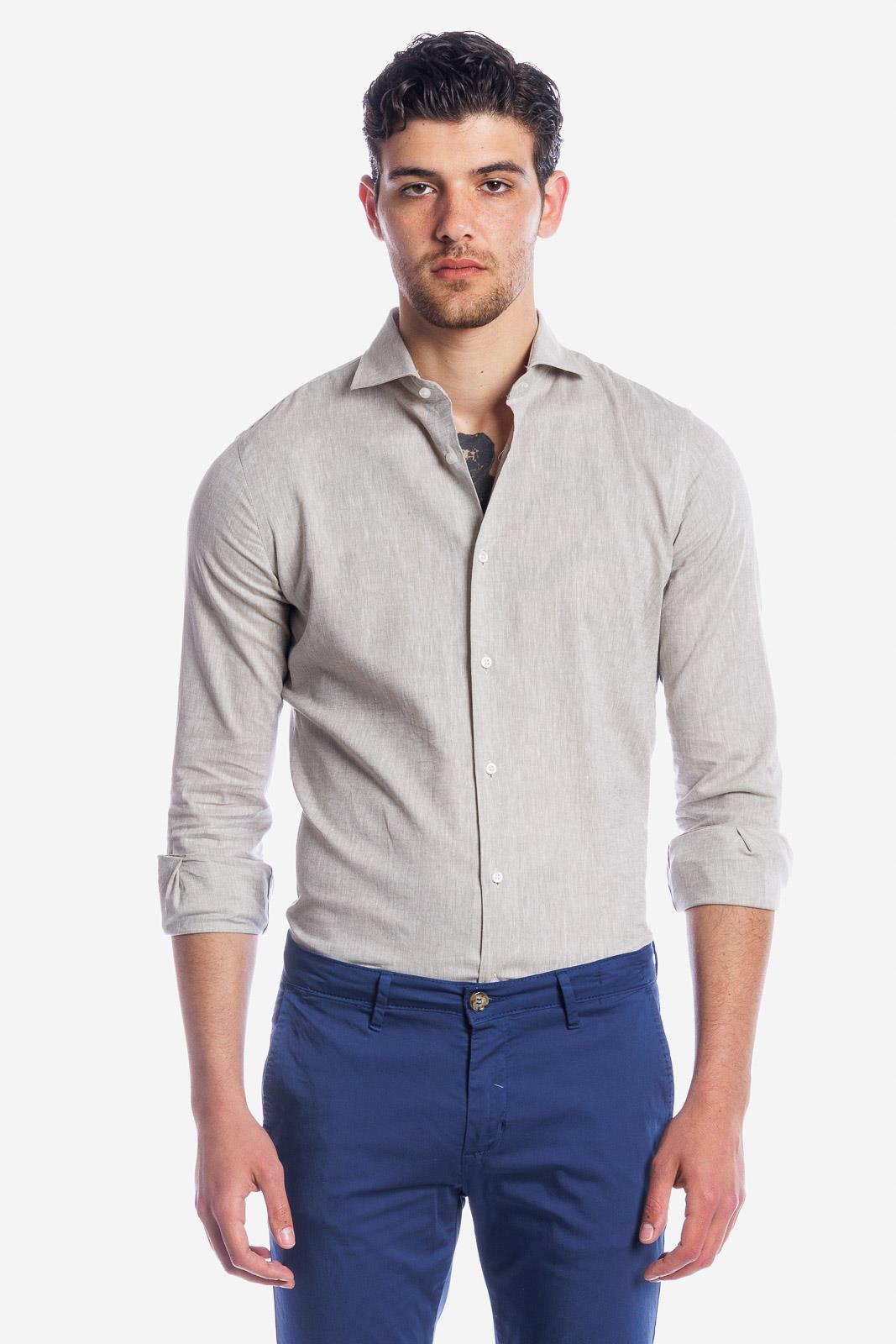 CAMICIA 100% LINO TINTA UNITA