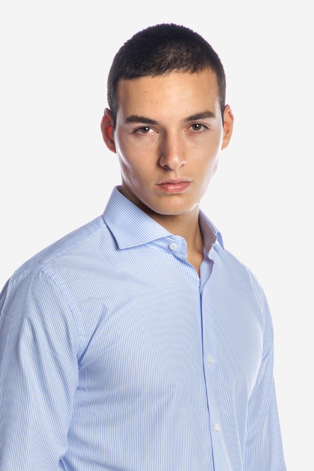 CAMICIA 100% COTONE RIGA STRETTA