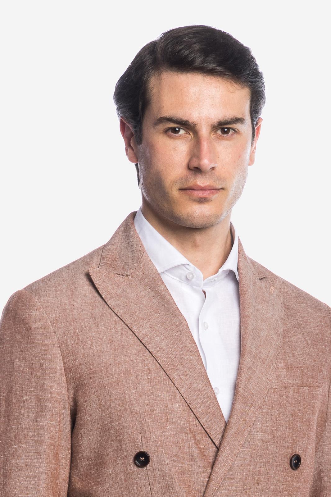DOUBLE BREASTED LINEN SUIT JACKET
