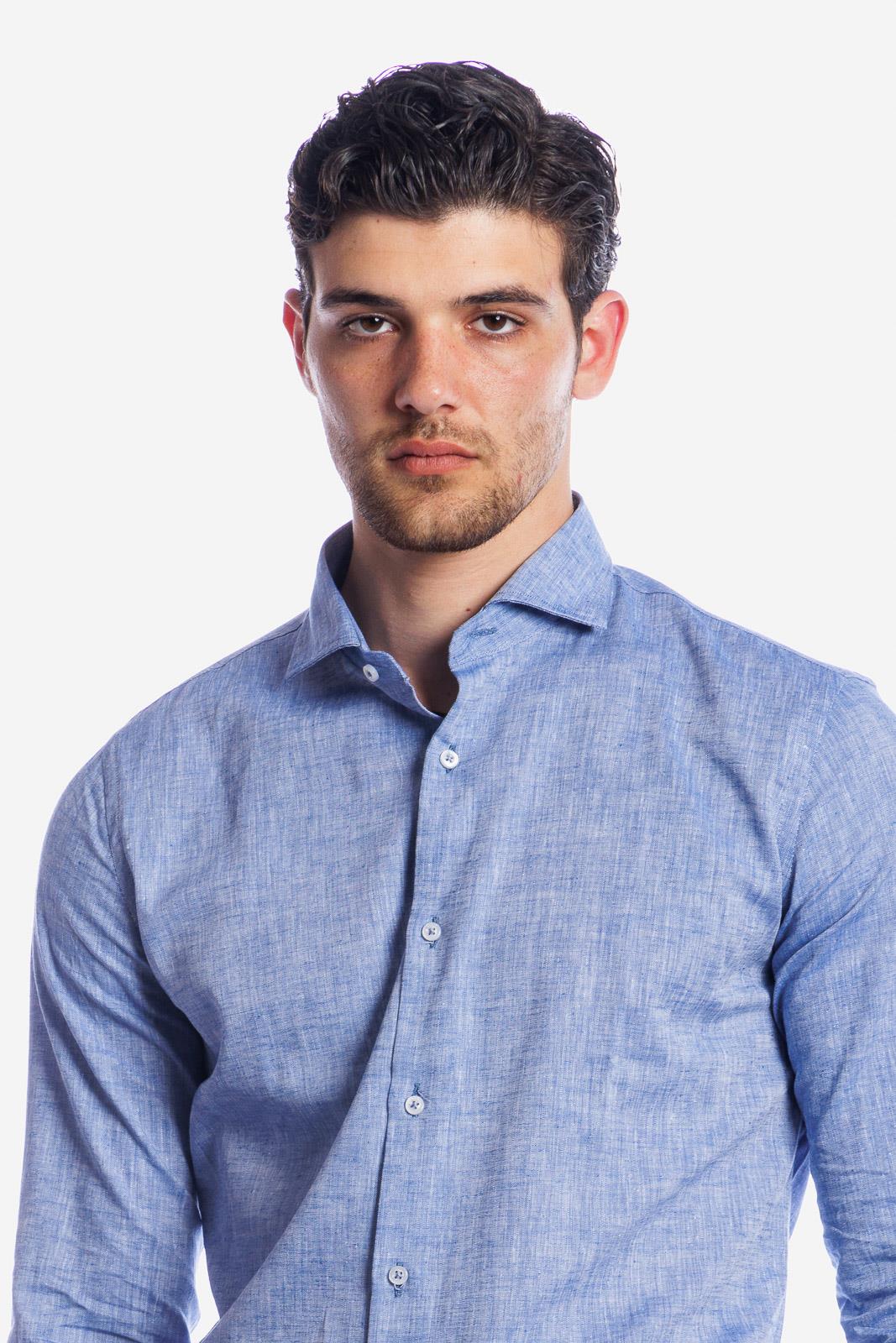 CAMICIA 100% LINO TINTA UNITA