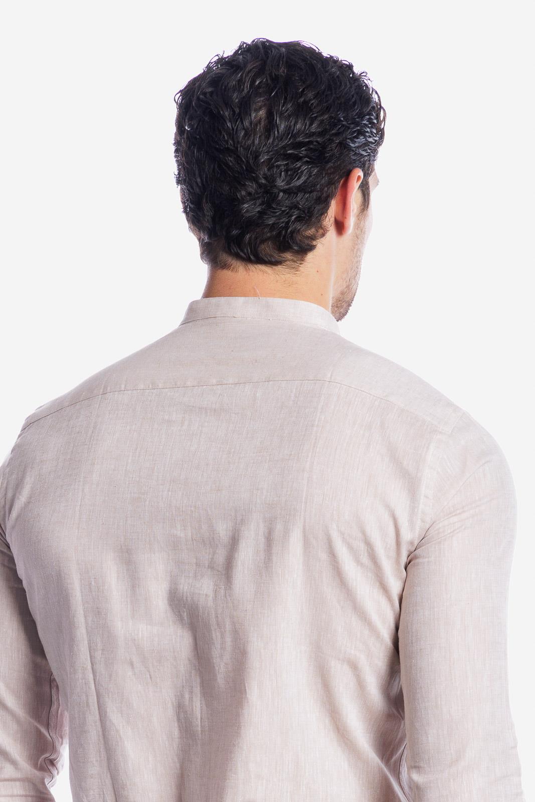 100% LINEN SOLID KOREAN SHIRT