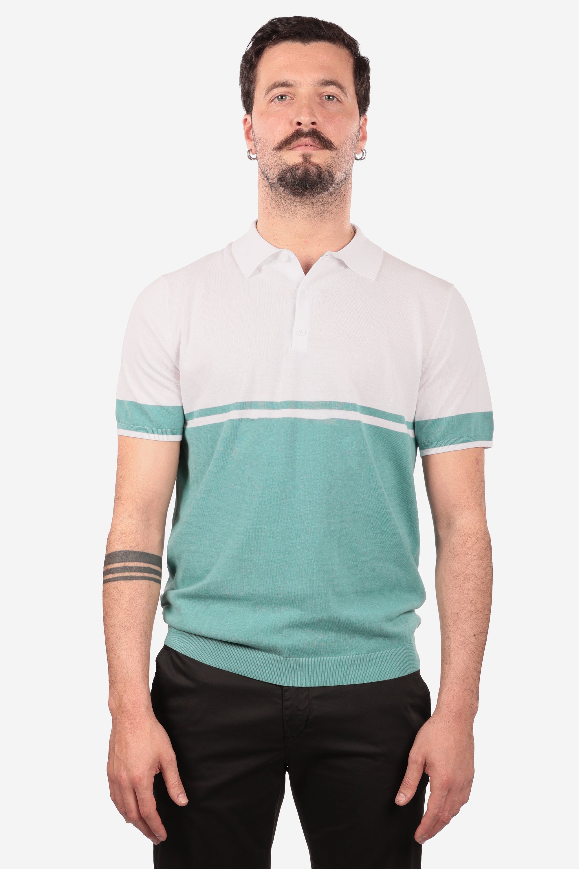 DOUBLE COLOR NAVY COTTON POLO