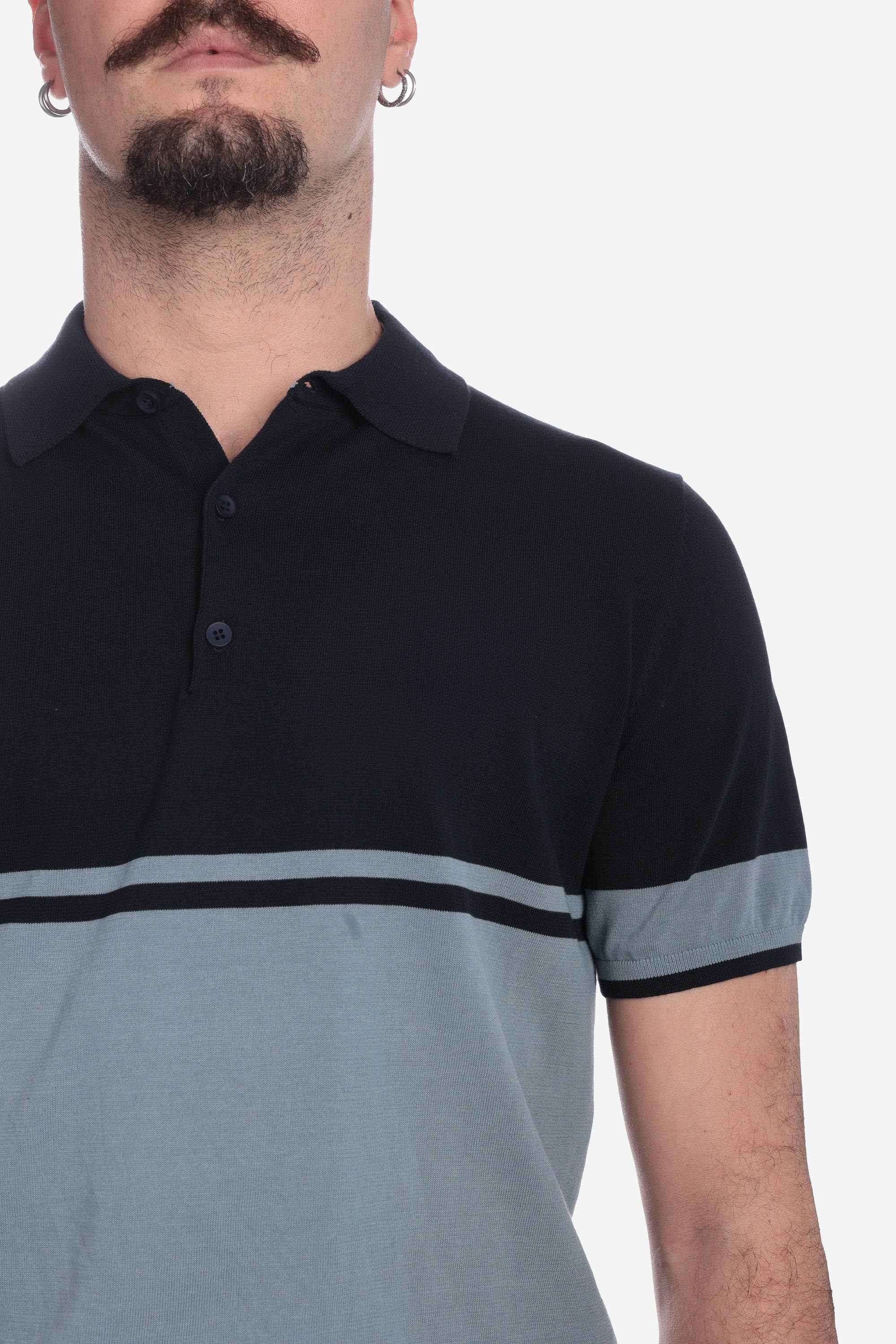 DOUBLE COLOR NAVY COTTON POLO