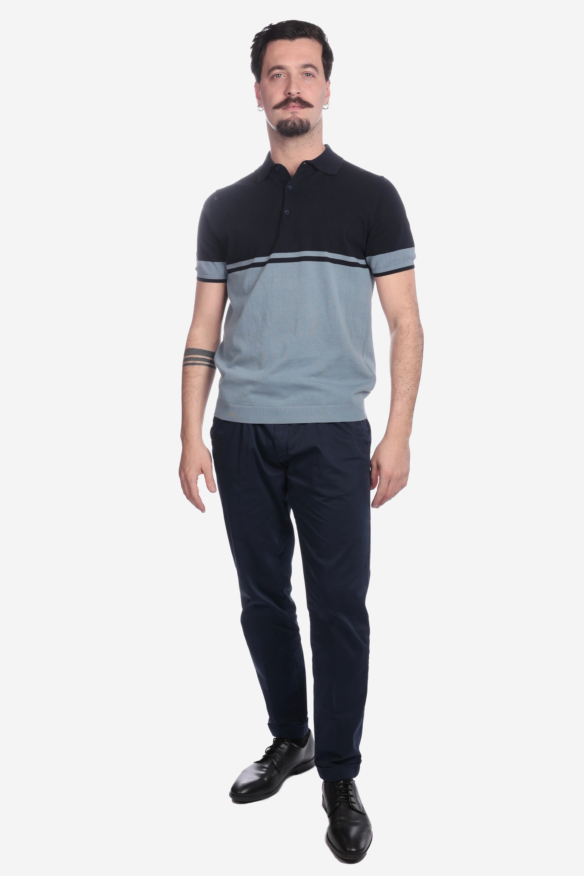 DOUBLE COLOR NAVY COTTON POLO