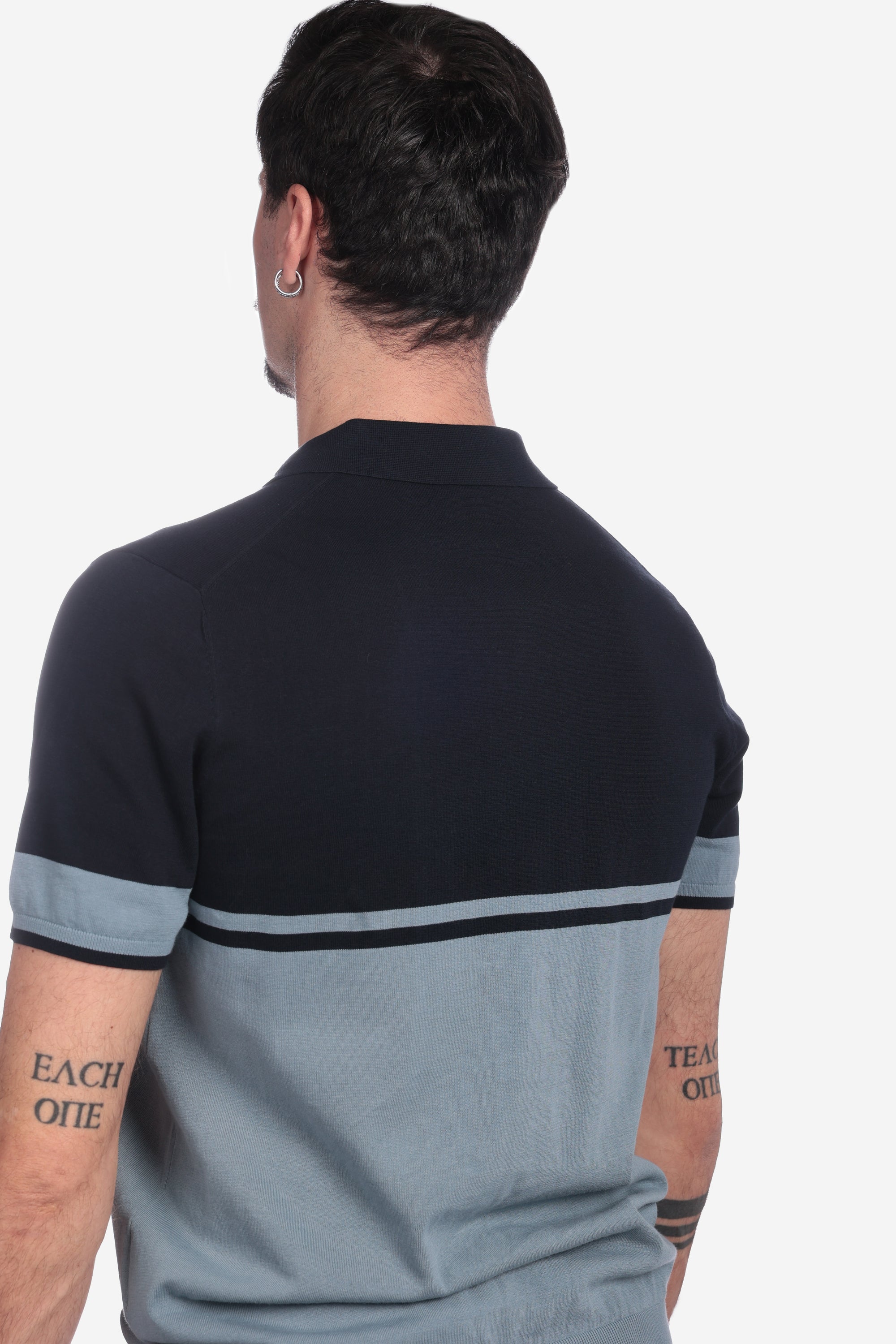 DOUBLE COLOR NAVY COTTON POLO