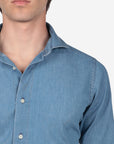 CAMICIA MORBIDA IN DENIM SCURO