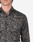 Camicia facile stiro a fantasia fiore pois