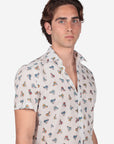 CAMICIA MEZZA MANICA 100% COTONE FACILE STIRO CON FANTASIA VESPA