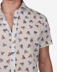 CAMICIA MEZZA MANICA 100% COTONE FACILE STIRO CON FANTASIA VESPA