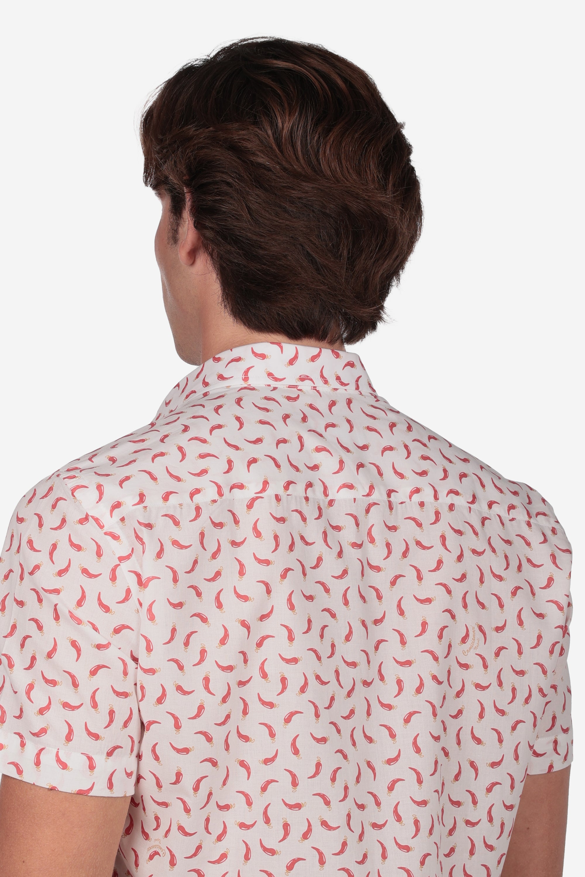 CAMICIA 100% COTONE FACILE STIRO CON FANTASIE A MEZZA MANICA CORNO