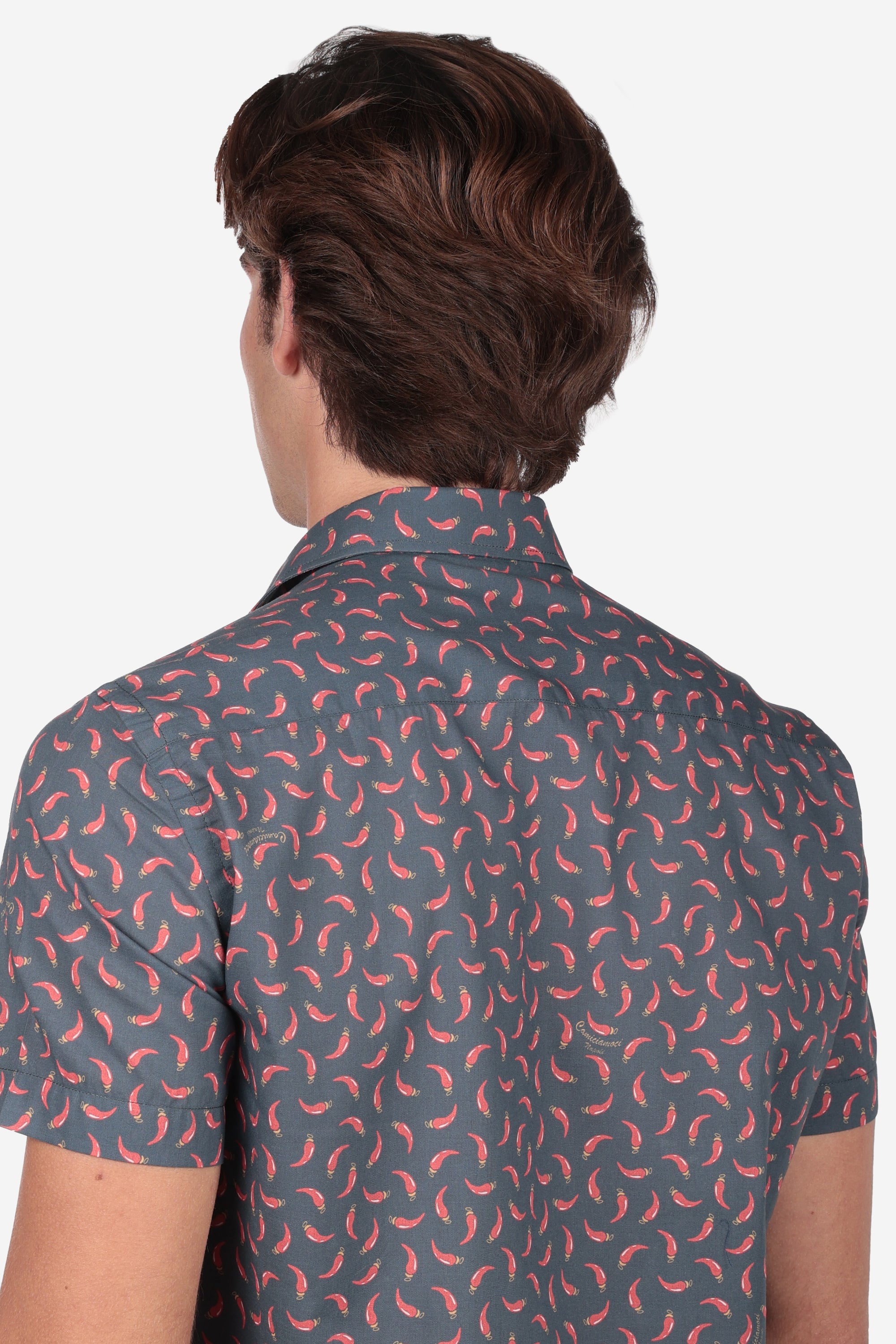 CAMICIA 100% COTONE FACILE STIRO CON FANTASIE A MEZZA MANICA CORNO