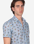 CAMICIA MEZZA MANICA 100% COTONE FACILE STIRO CON FANTASIA VESPA
