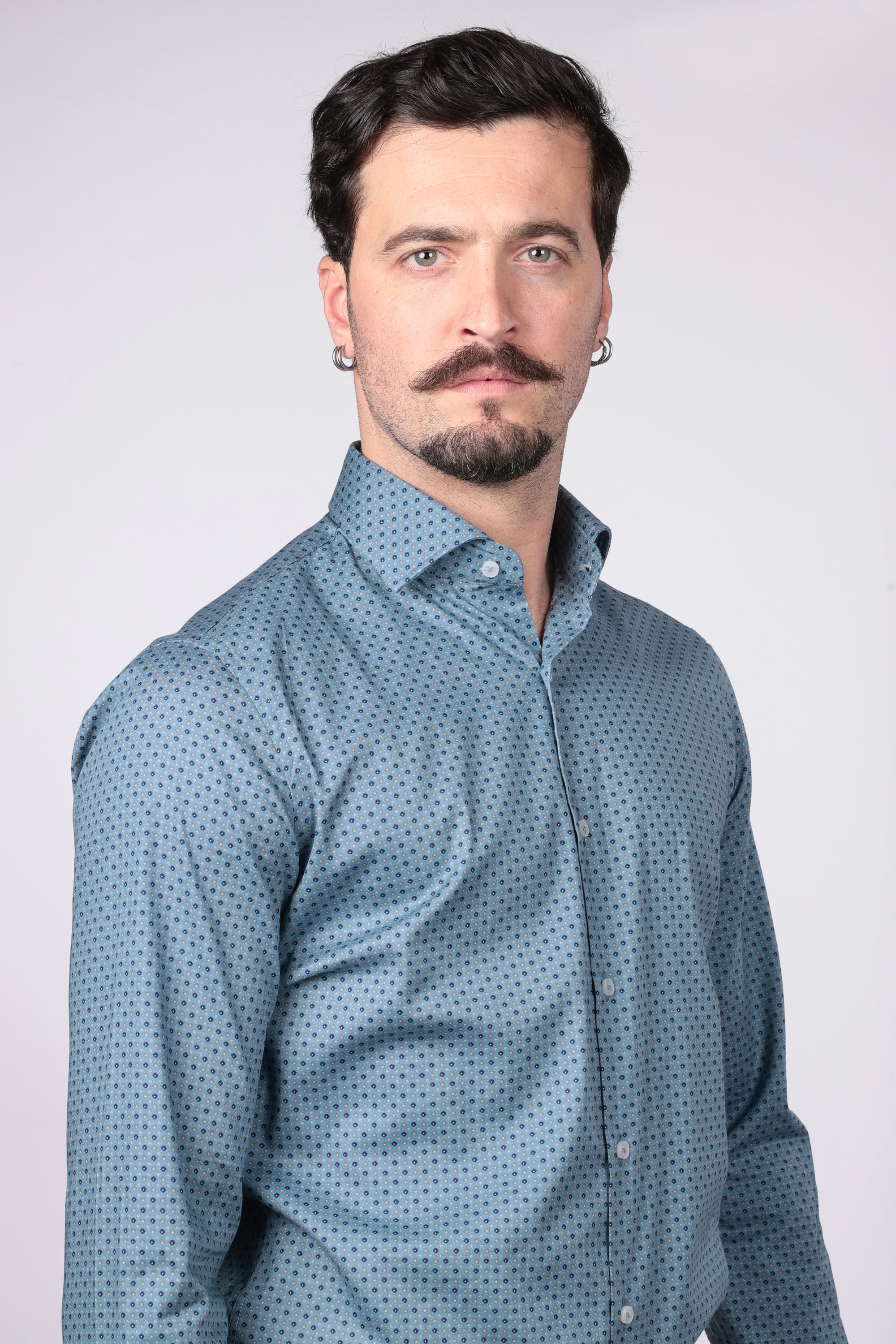 CAMICIA 100% COTONE FACILE STIRO CON FANTASIA ROMBO