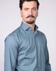 CAMICIA 100% COTONE FACILE STIRO CON FANTASIA ROMBO