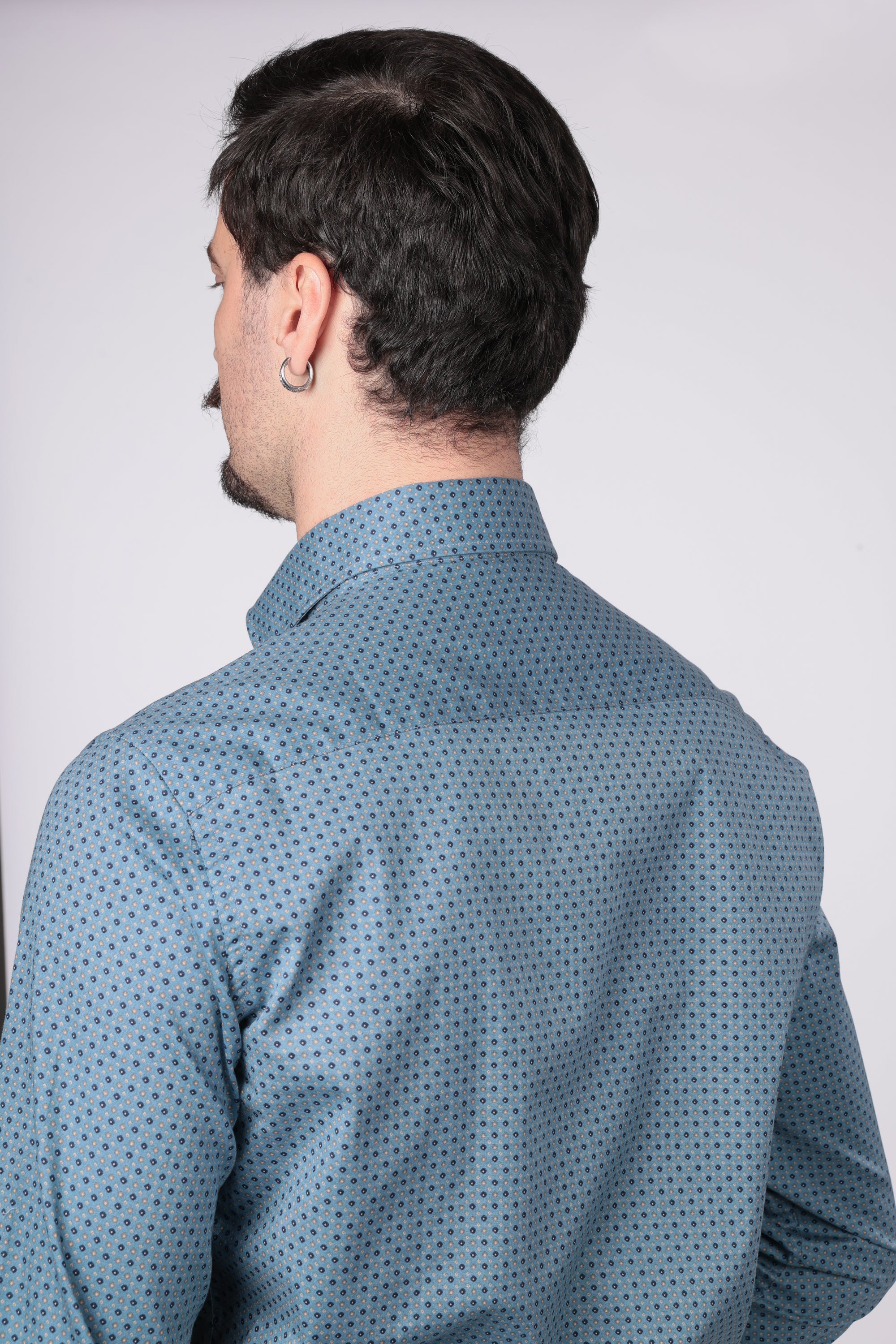 CAMICIA 100% COTONE FACILE STIRO CON FANTASIA ROMBO