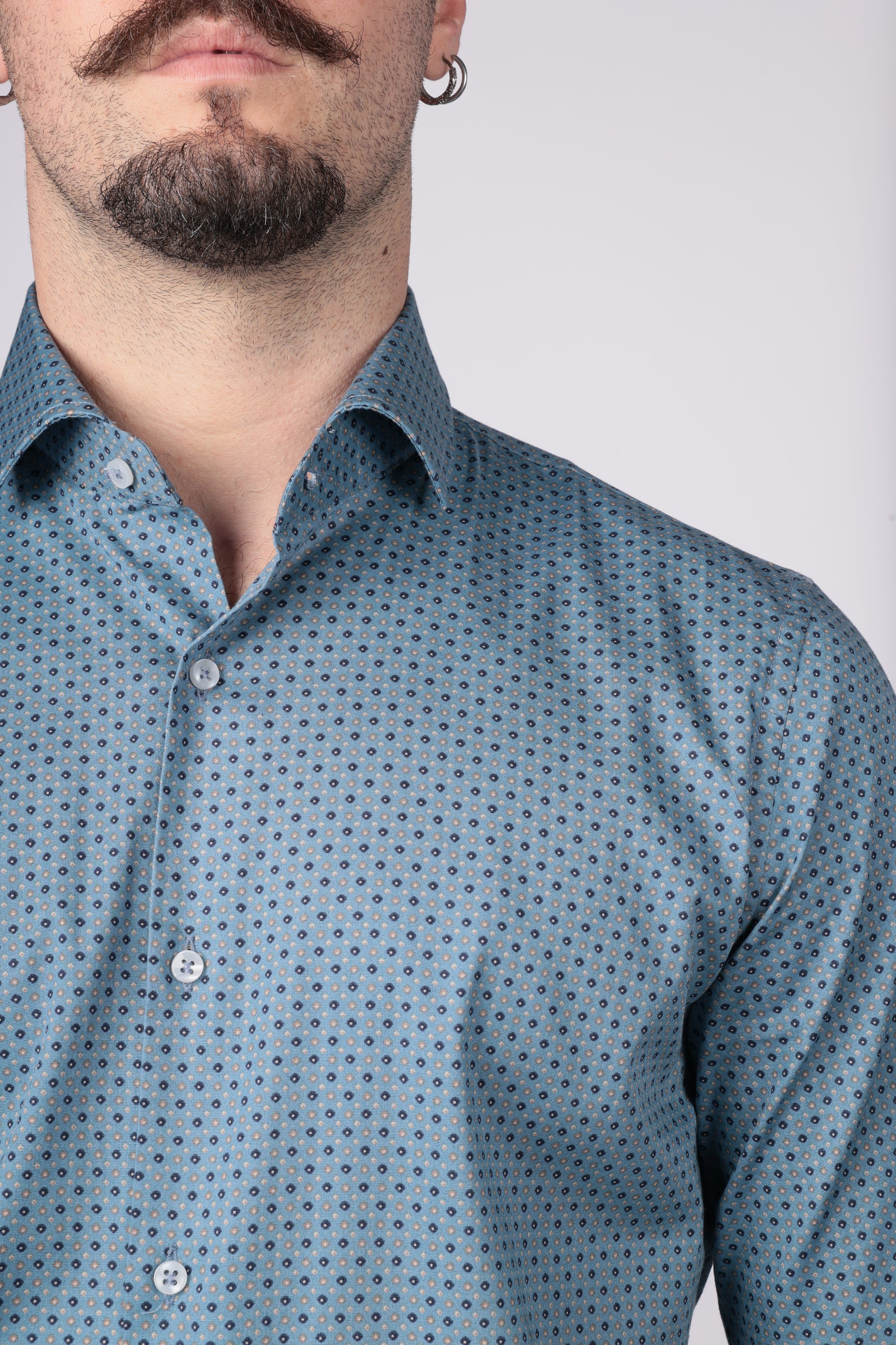 CAMICIA 100% COTONE FACILE STIRO CON FANTASIA ROMBO