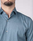 CAMICIA 100% COTONE FACILE STIRO CON FANTASIA ROMBO