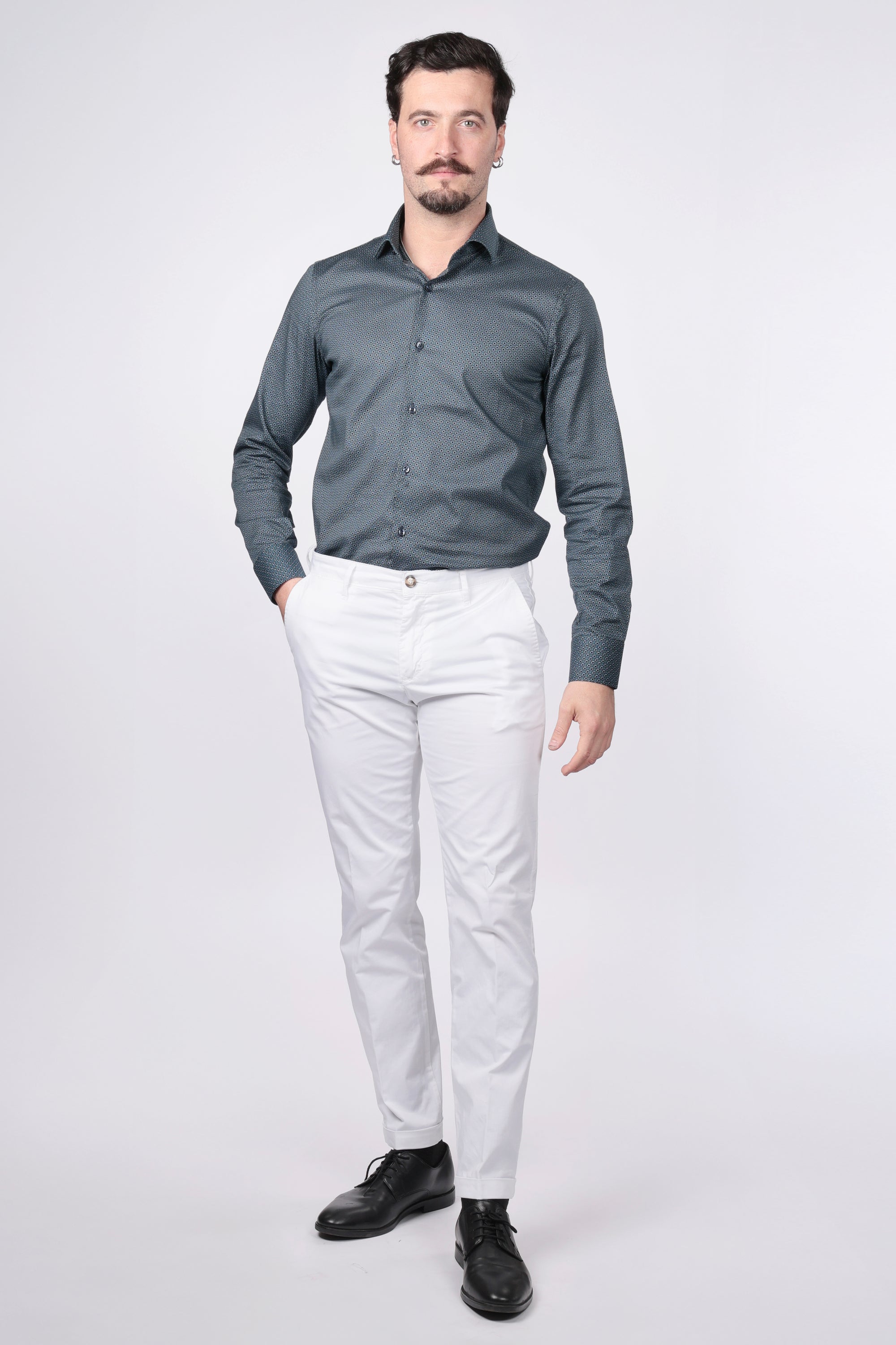 CAMICIA 100% COTONE FACILE STIRO CON FANTASIA LABIRINTO