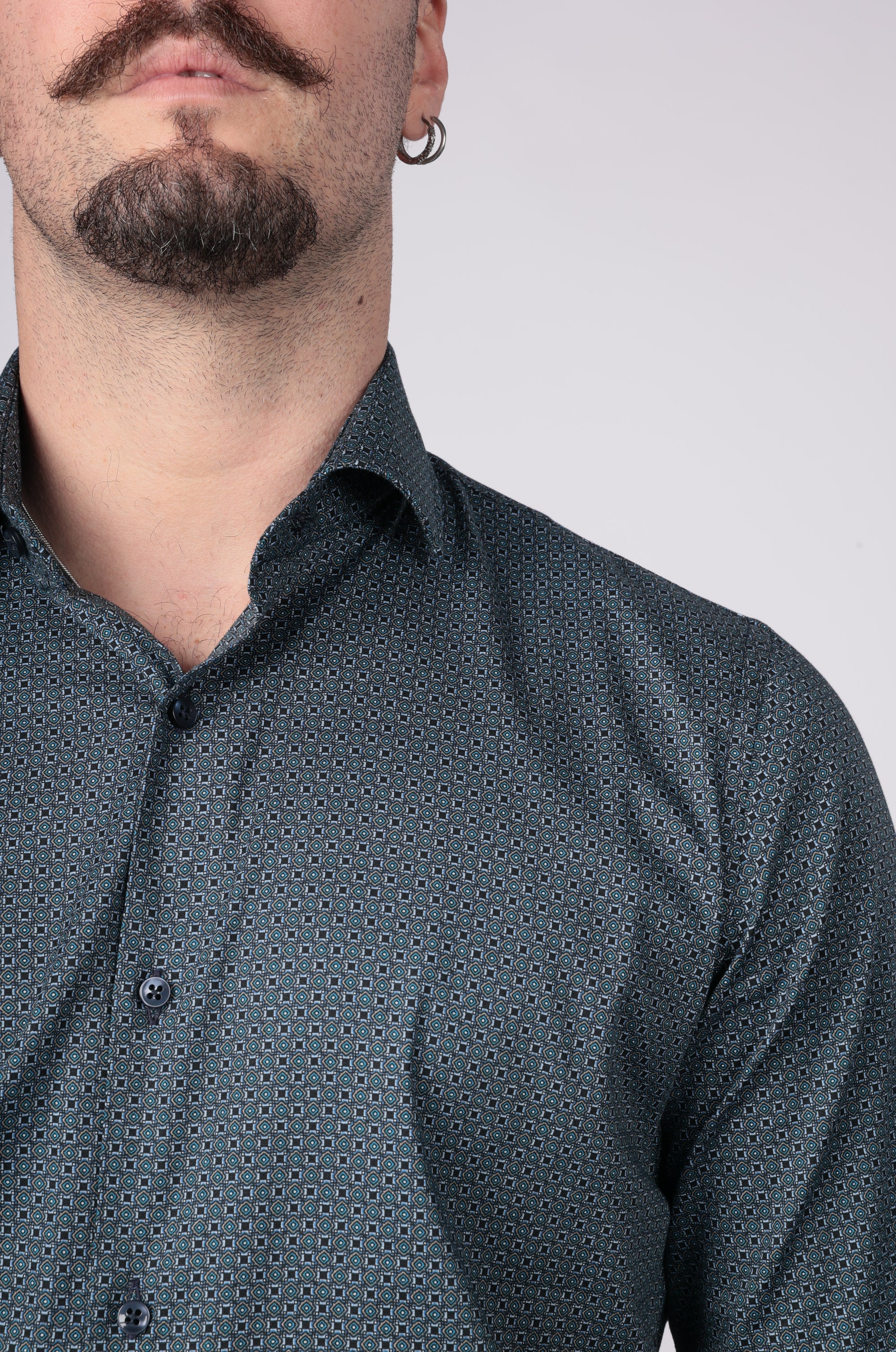 CAMICIA 100% COTONE FACILE STIRO CON FANTASIA LABIRINTO