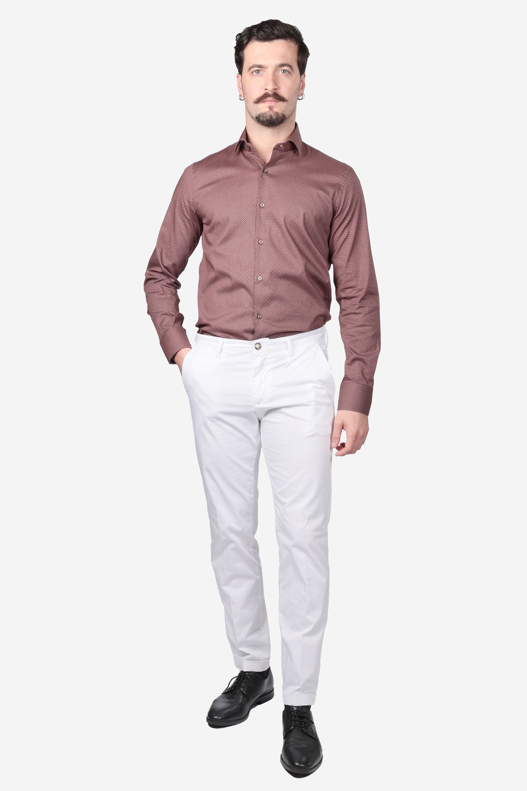 CAMICIA 100% COTONE FACILE STIRO CON FANTASIA LABIRINTO