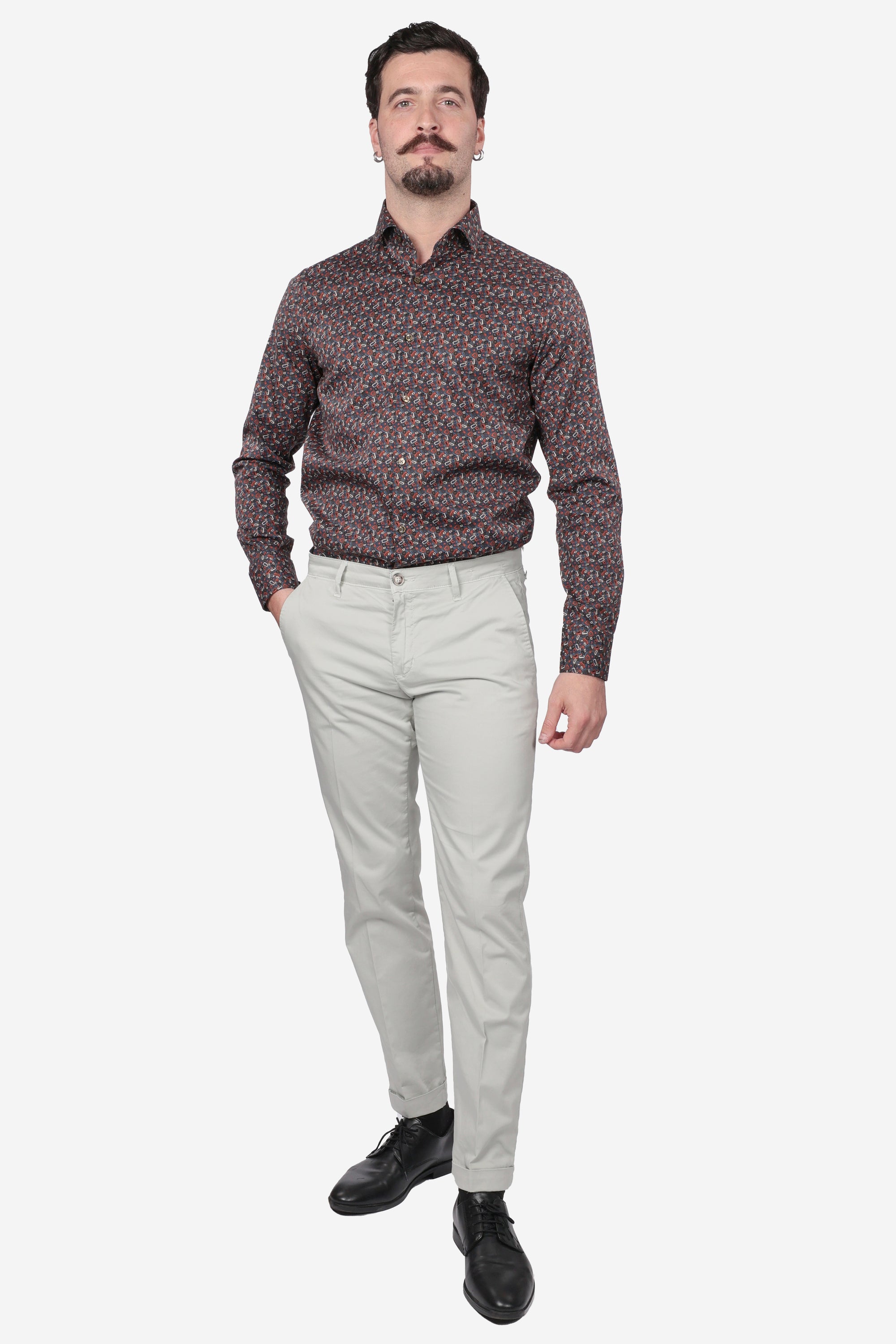 CAMICIA 100% COTONE FACILE STIRO CON FANTASIA LINEE
