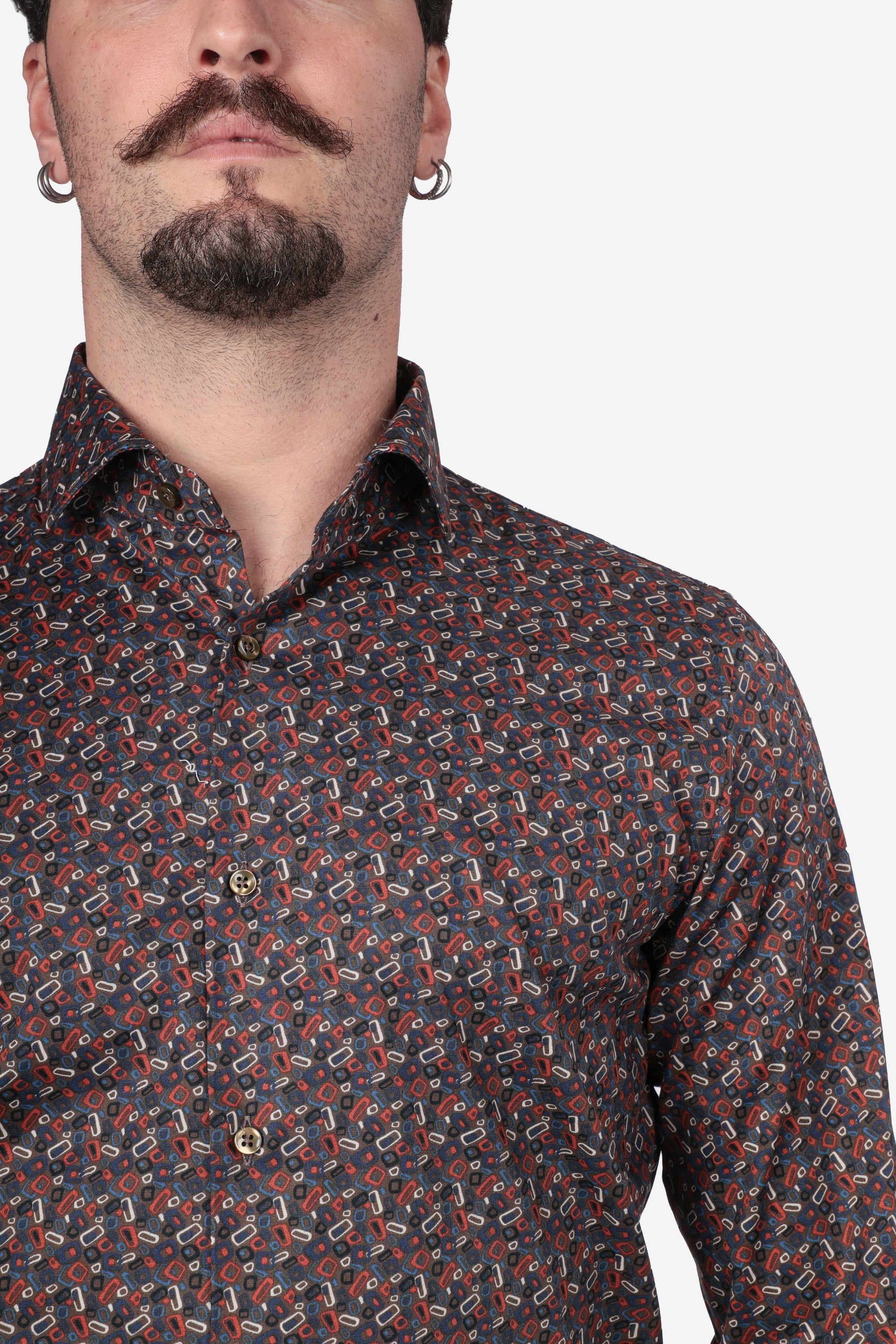 CAMICIA 100% COTONE FACILE STIRO CON FANTASIA LINEE