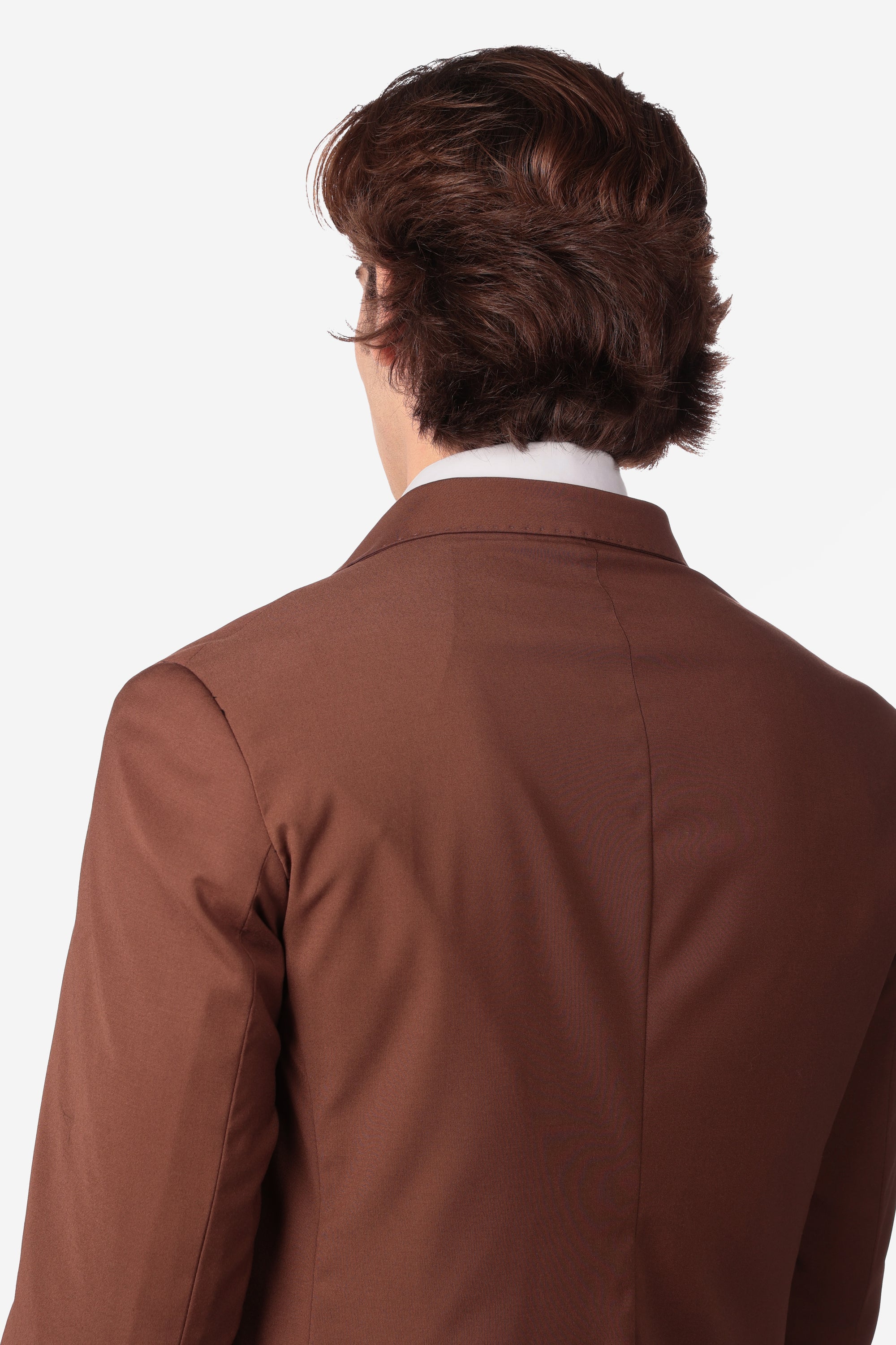 MK01 DARK BROWN SOLID COLOR SINGLE BREASTED SUIT JACKET