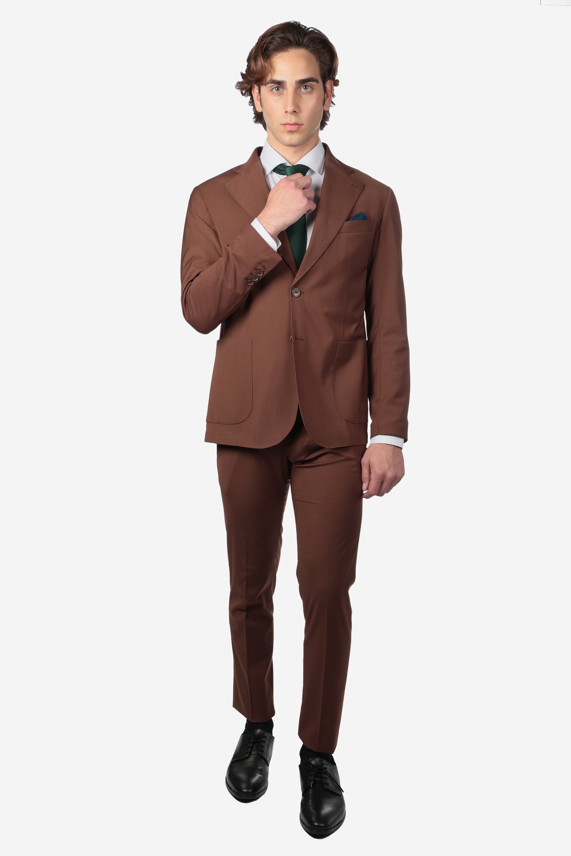 MK01 DARK BROWN SOLID COLOR SINGLE BREASTED SUIT JACKET