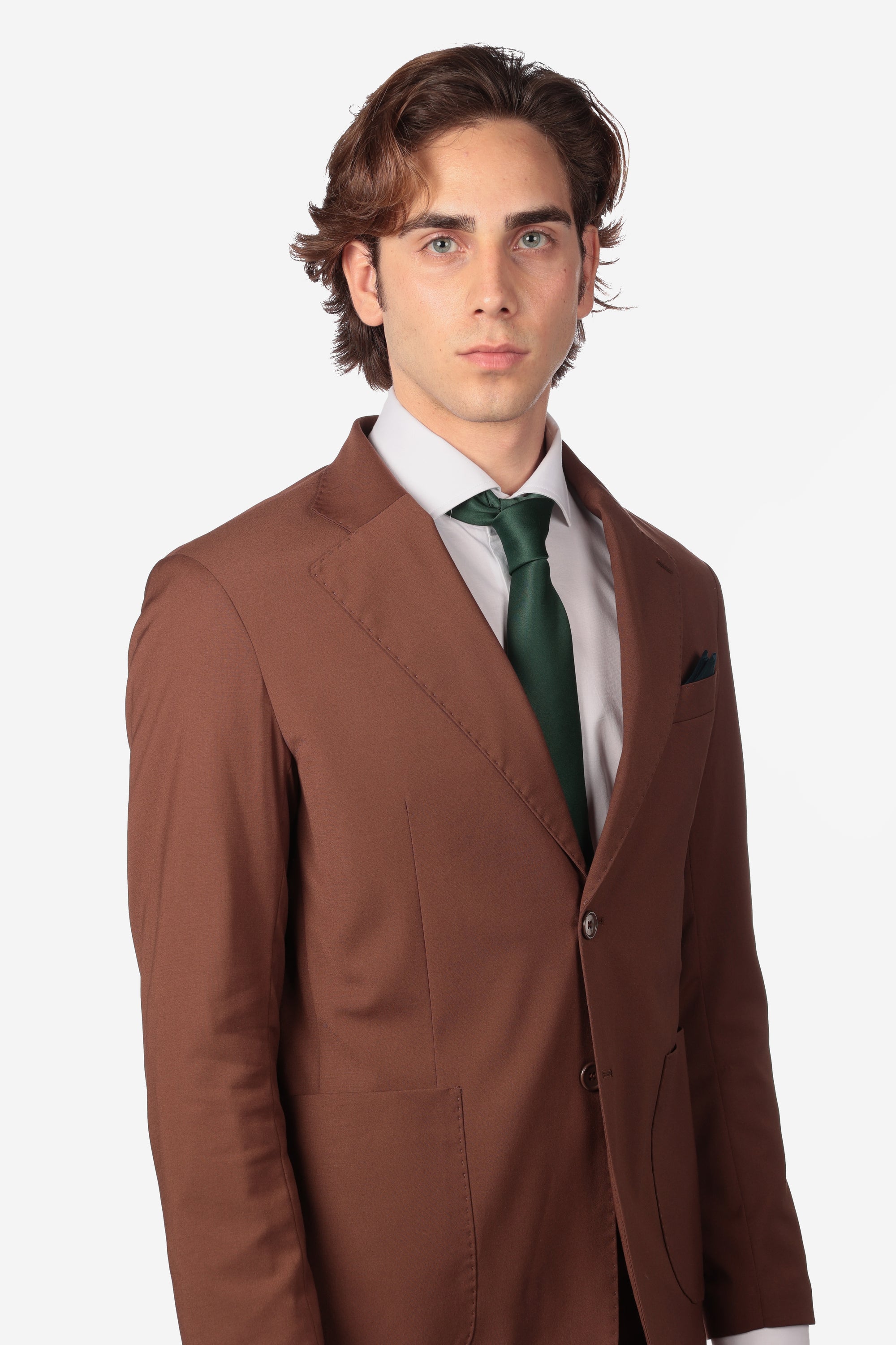 MK01 DARK BROWN SOLID COLOR SINGLE BREASTED SUIT JACKET