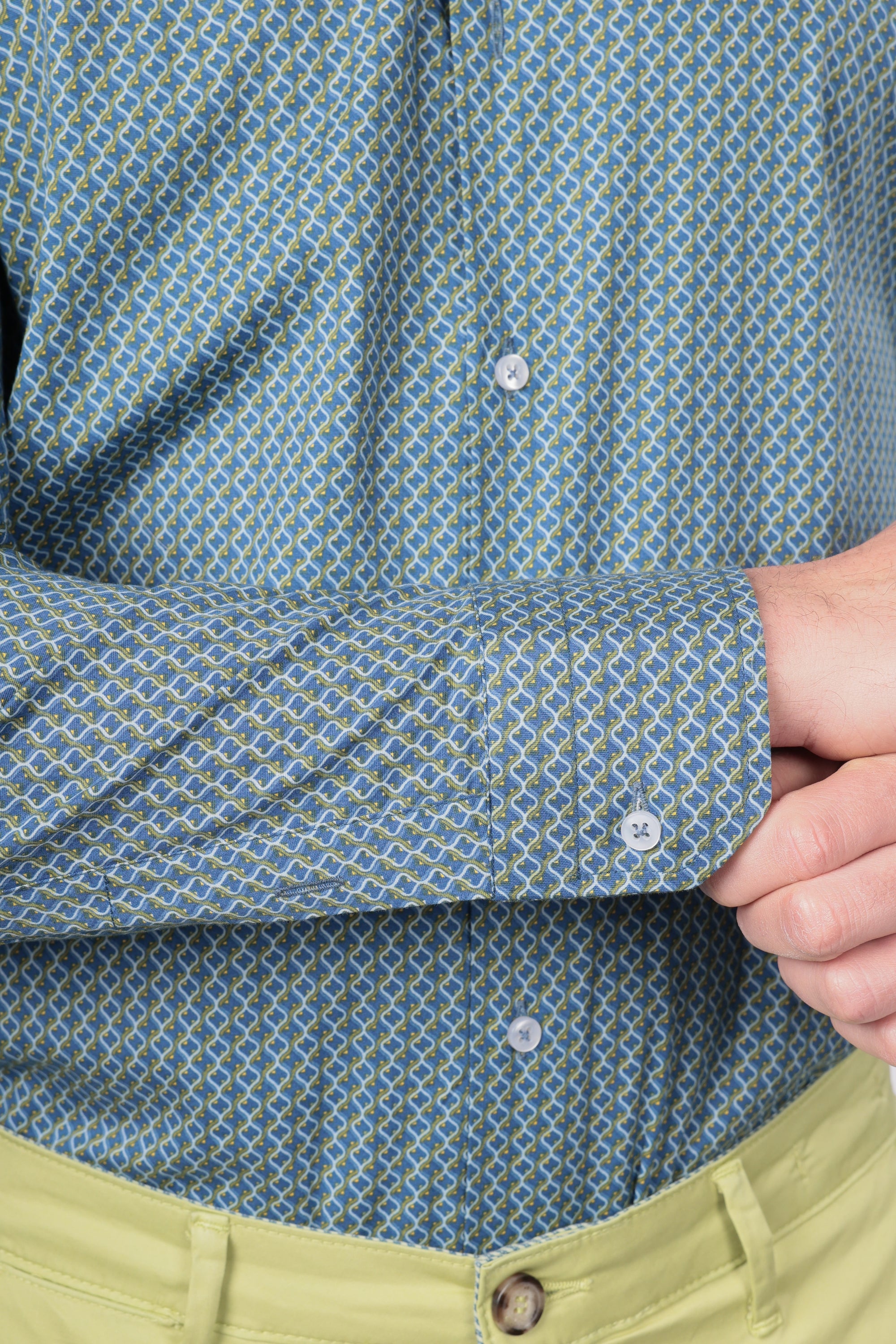 CAMICIA 100% COTONE FACILE STIRO CON FANTASIA ONDA
