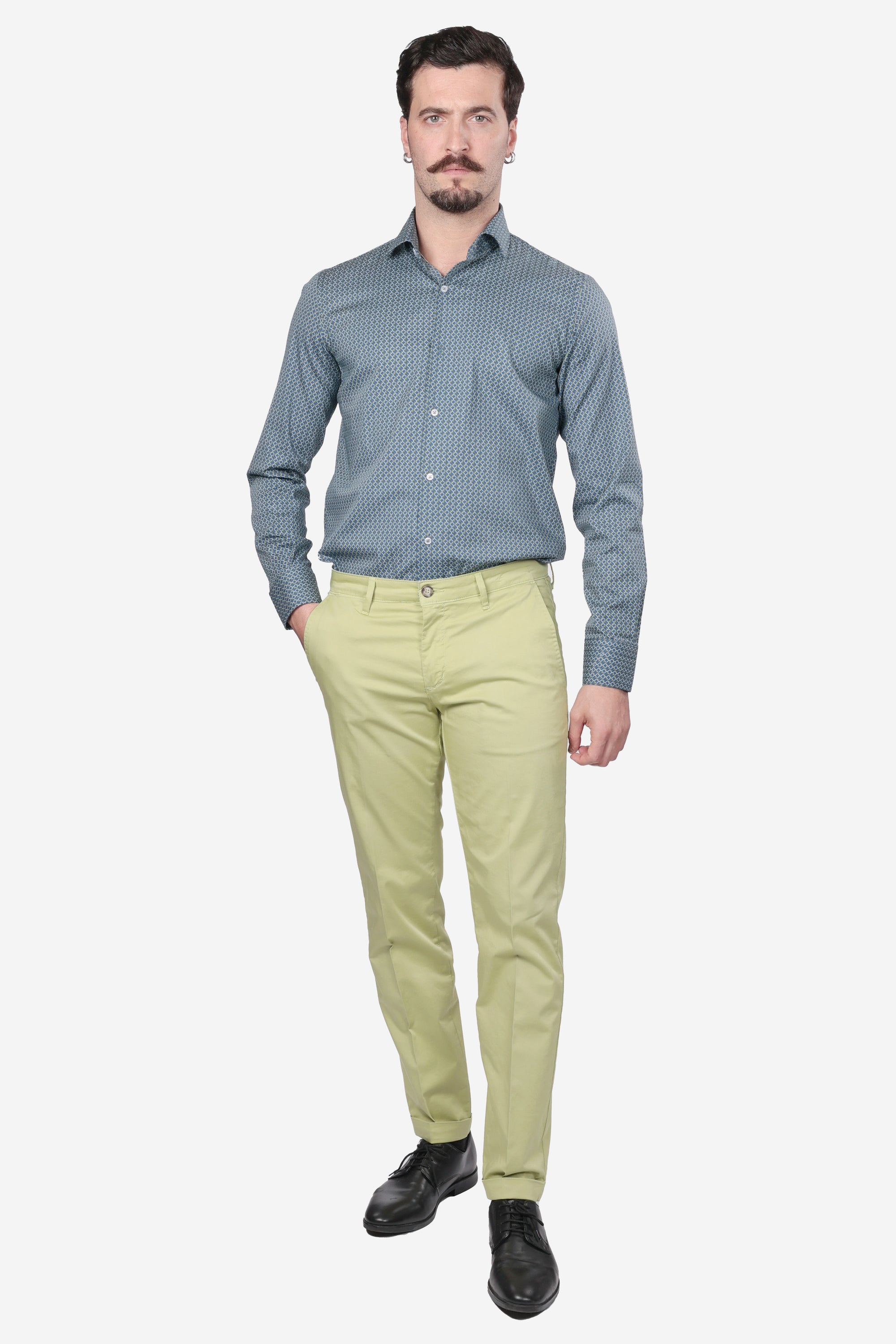 CAMICIA 100% COTONE FACILE STIRO CON FANTASIA ONDA