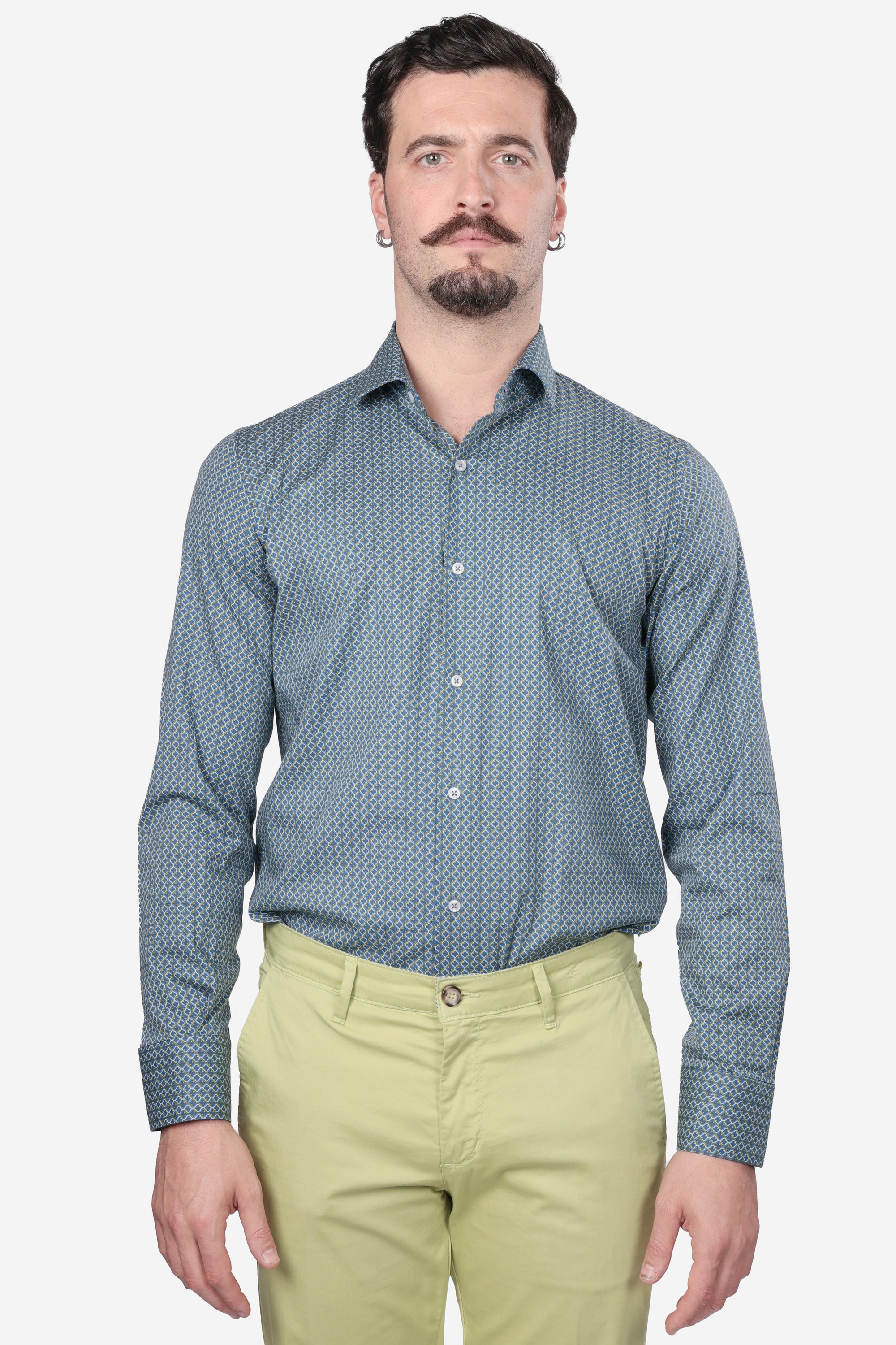 CAMICIA 100% COTONE FACILE STIRO CON FANTASIA ONDA