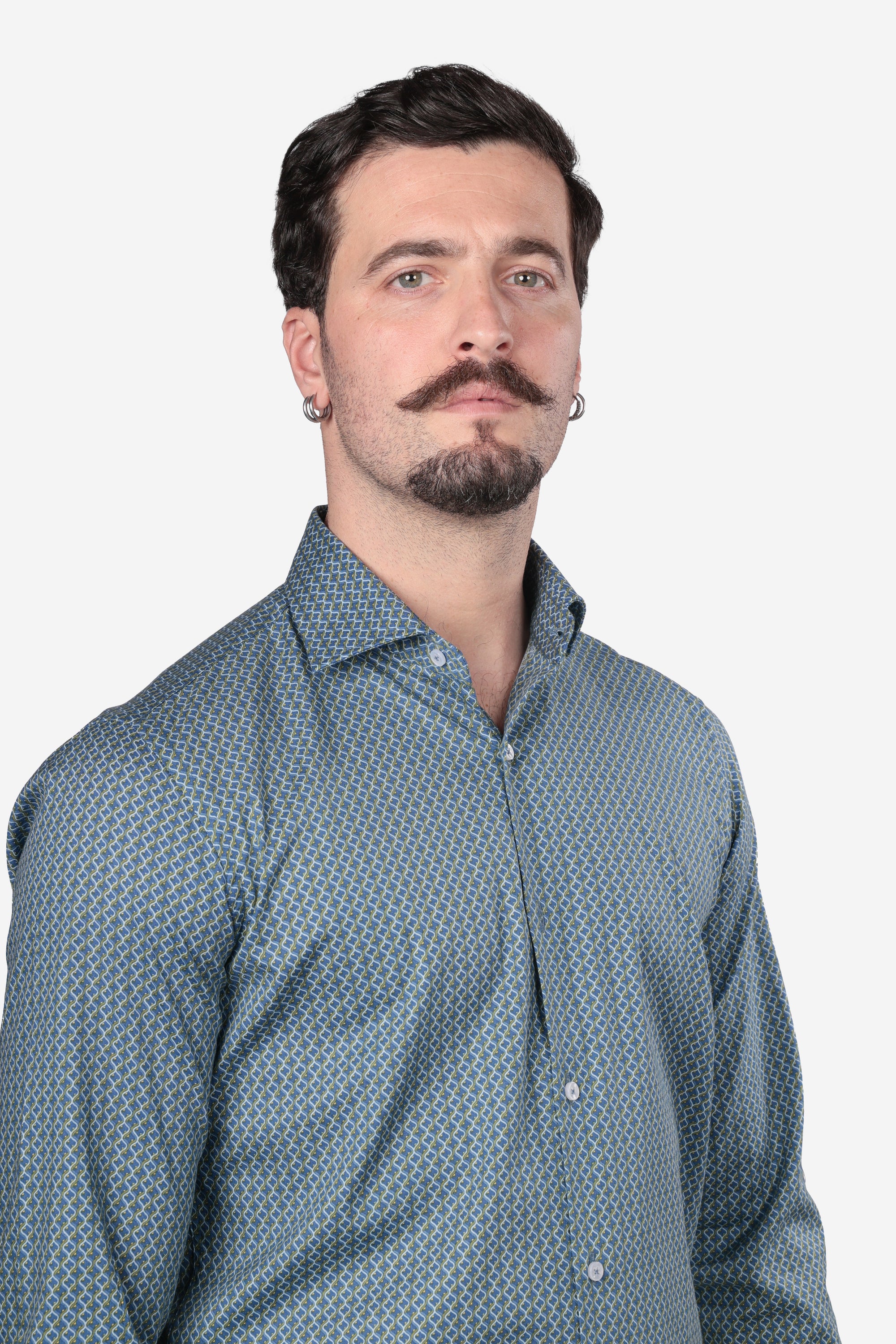 CAMICIA 100% COTONE FACILE STIRO CON FANTASIA ONDA