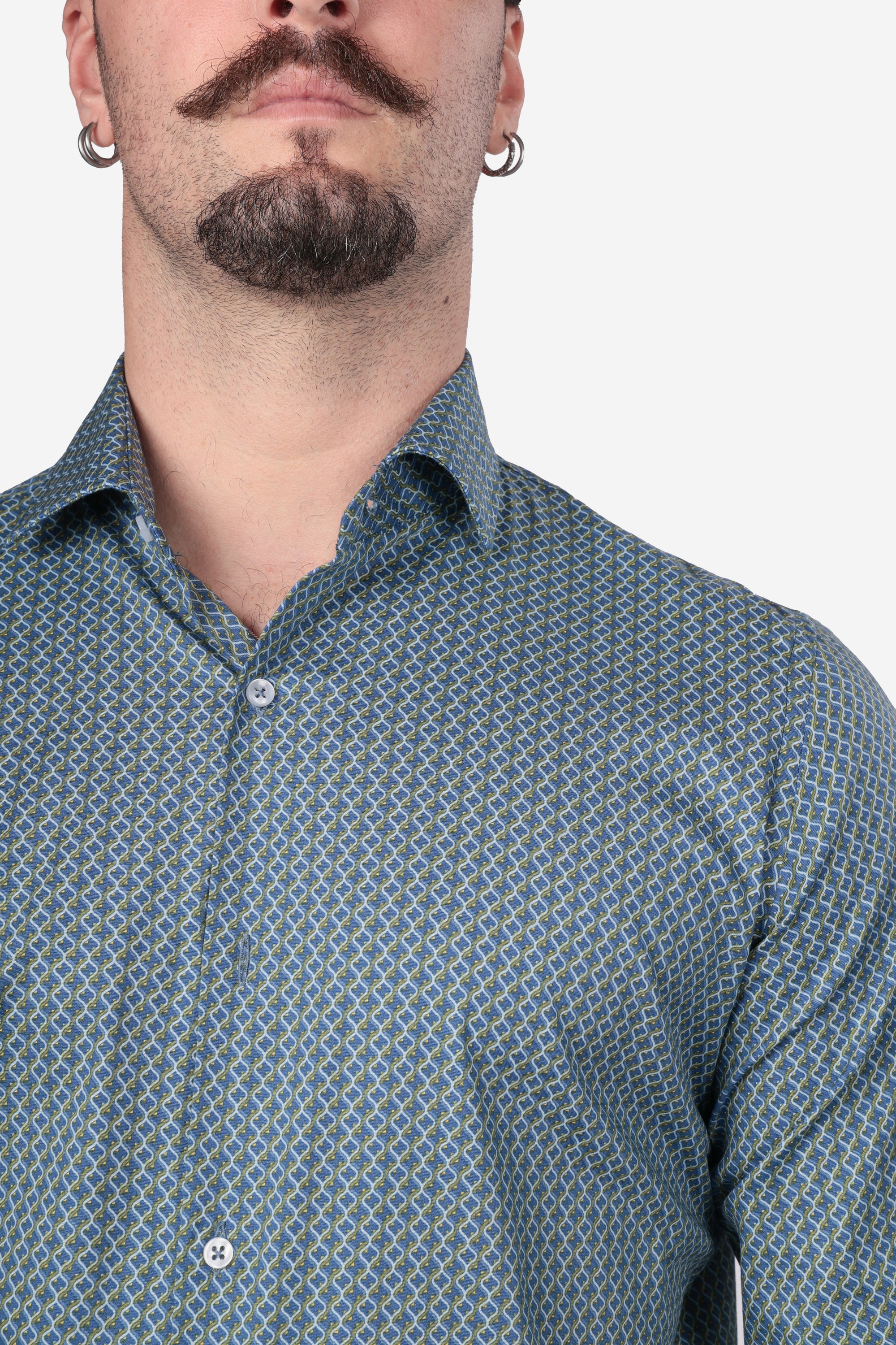 CAMICIA 100% COTONE FACILE STIRO CON FANTASIA ONDA