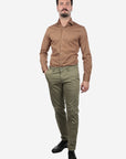 CAMICIA 100% COTONE FACILE STIRO CON FANTASIA ONDA MARRONE
