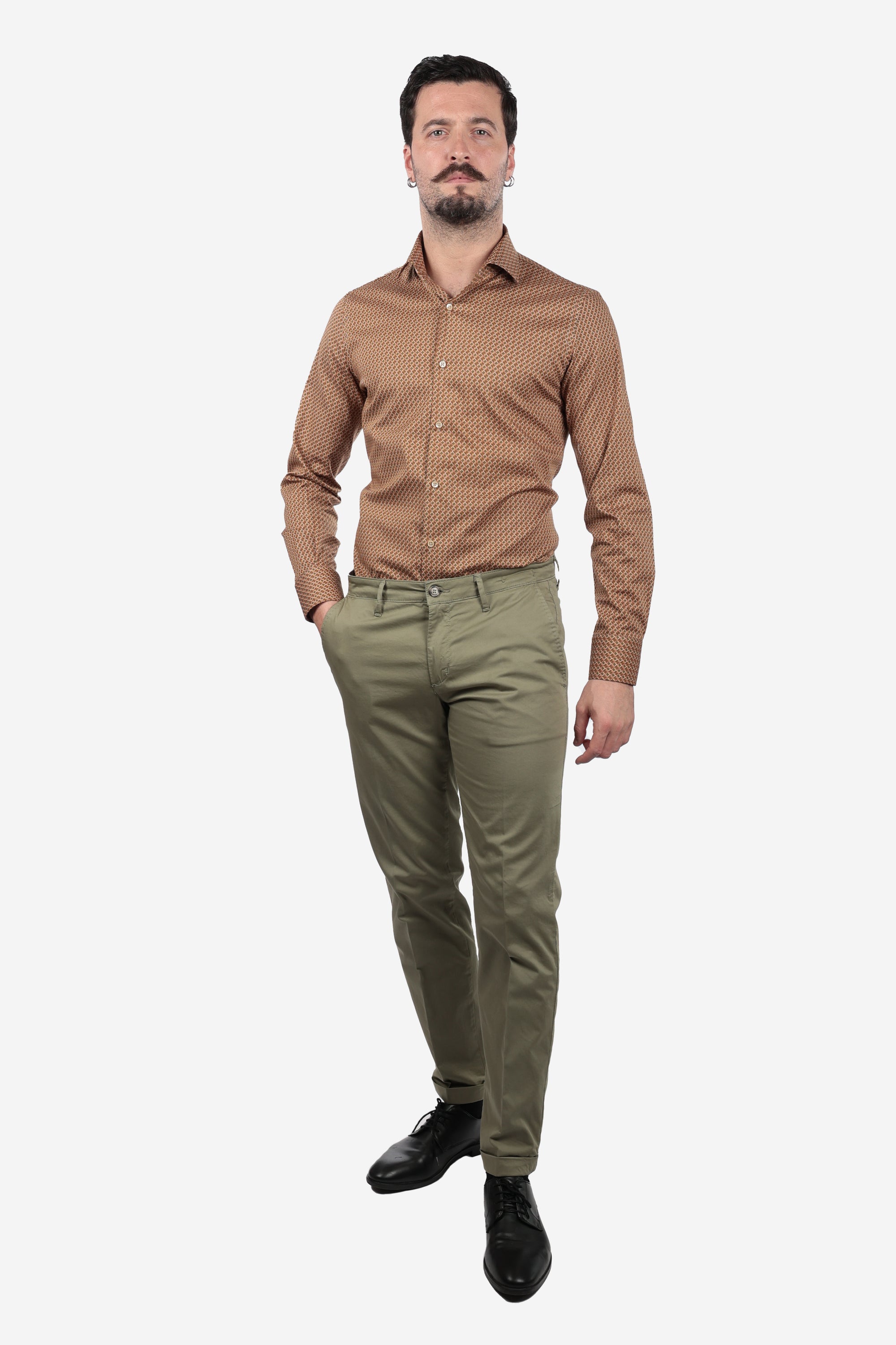 CAMICIA 100% COTONE FACILE STIRO CON FANTASIA ONDA