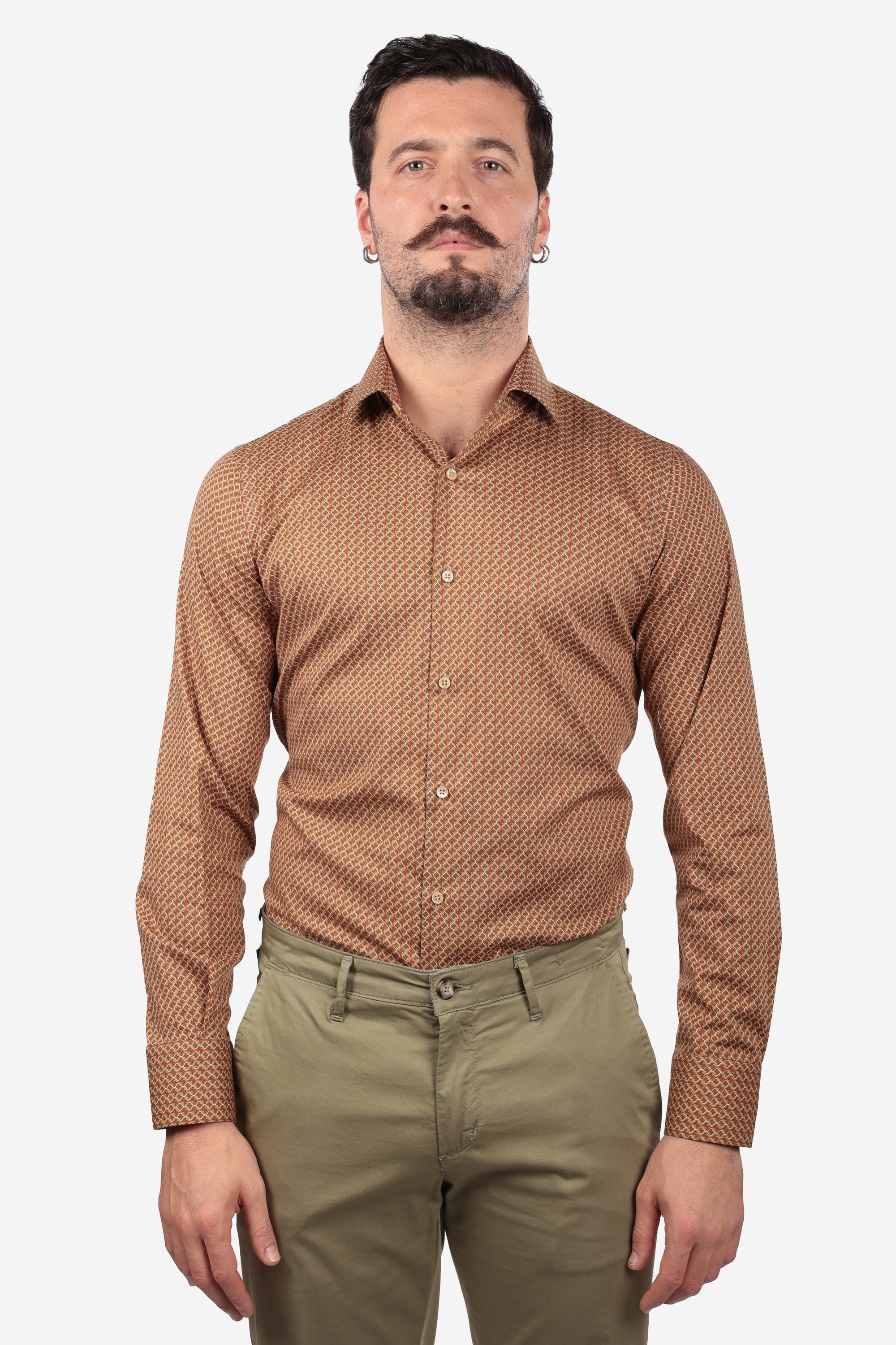 CAMICIA 100% COTONE FACILE STIRO CON FANTASIA ONDA