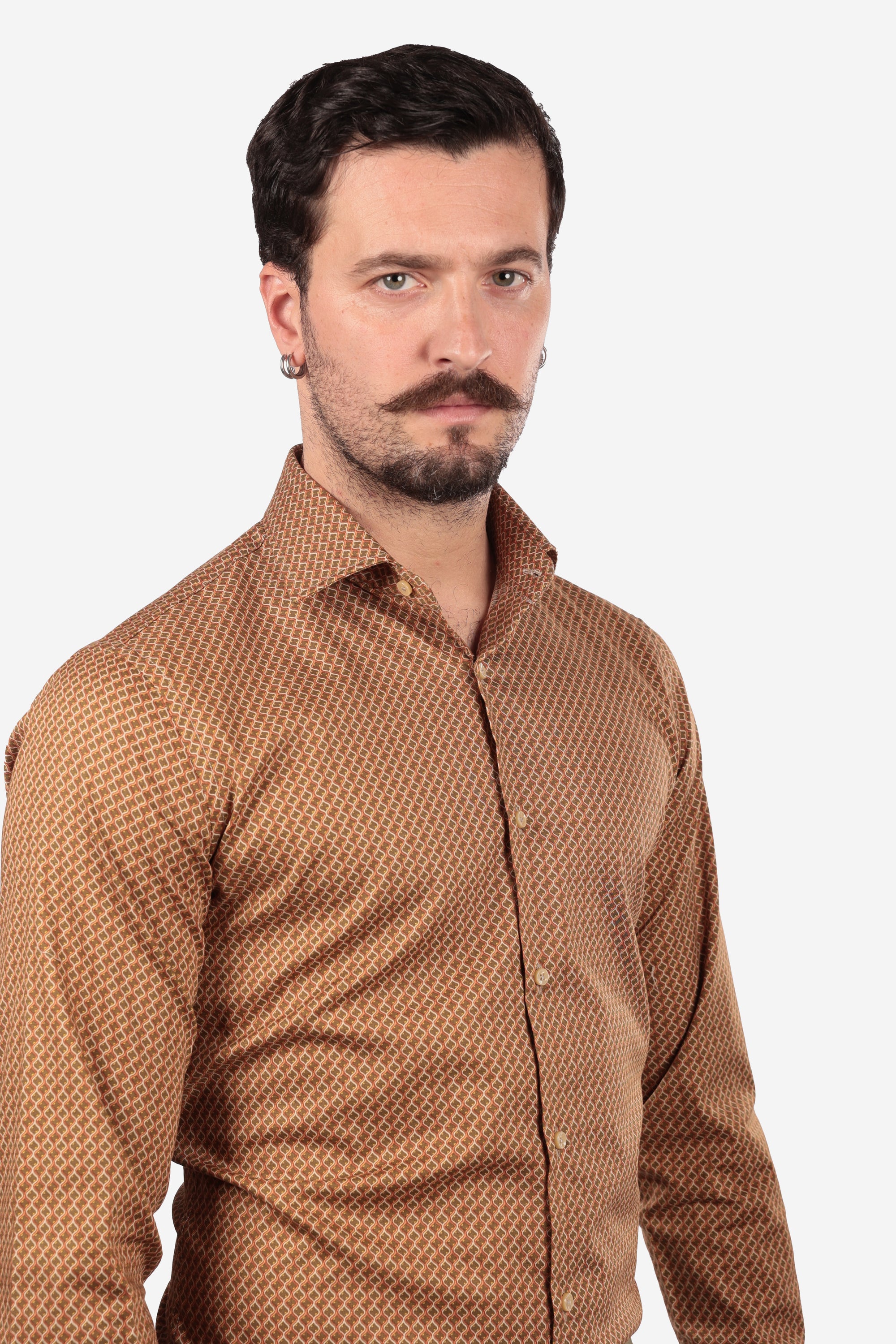 CAMICIA 100% COTONE FACILE STIRO CON FANTASIA ONDA