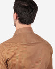 CAMICIA 100% COTONE FACILE STIRO CON FANTASIA ONDA MARRONE