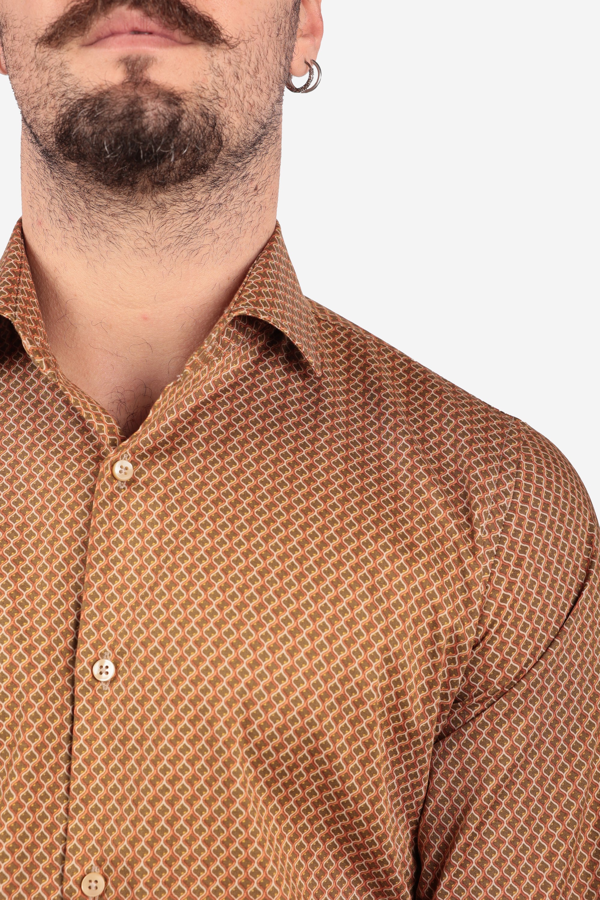 CAMICIA 100% COTONE FACILE STIRO CON FANTASIA ONDA