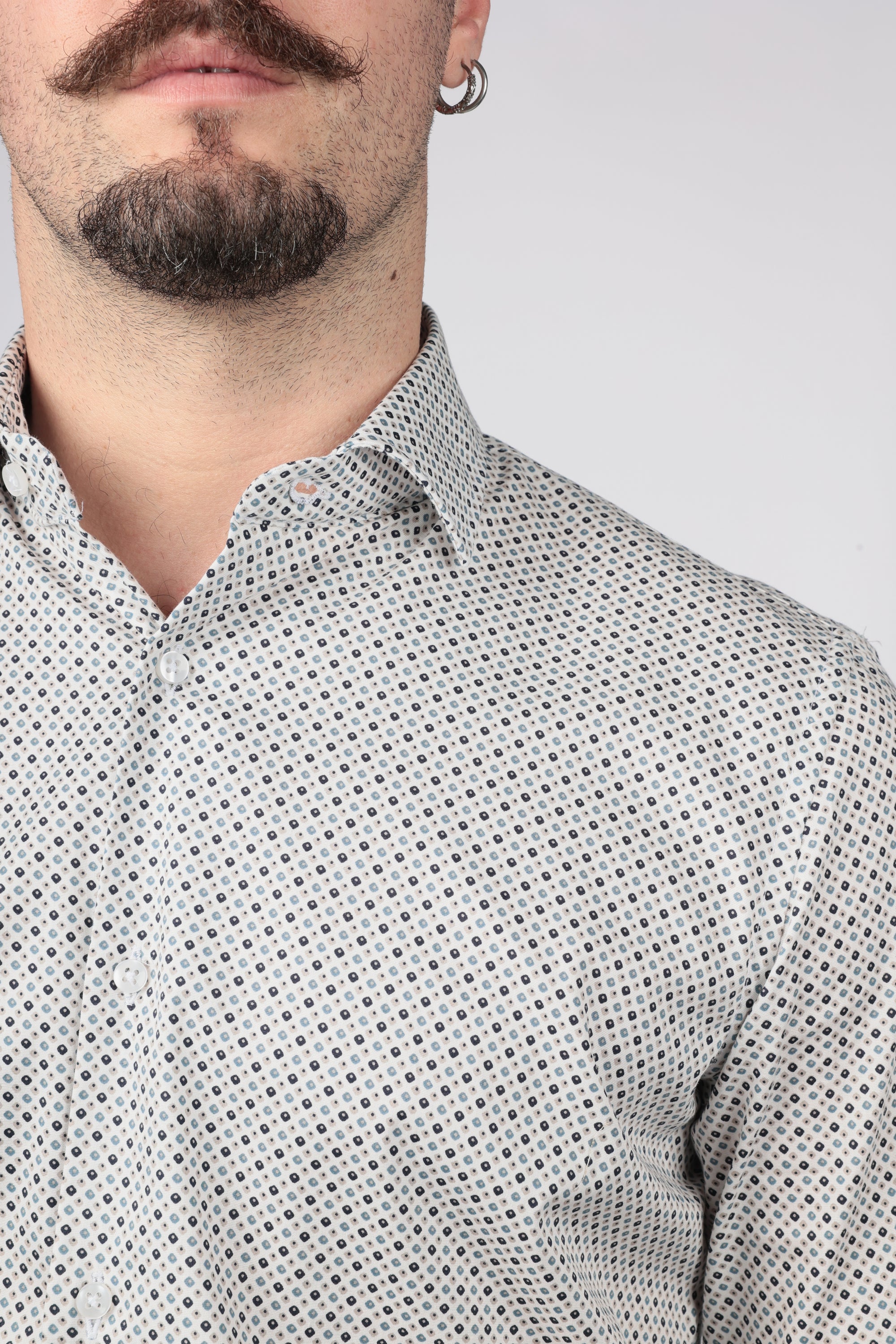 CAMICIA 100% COTONE FACILE STIRO CON FANTASIA ROMBO