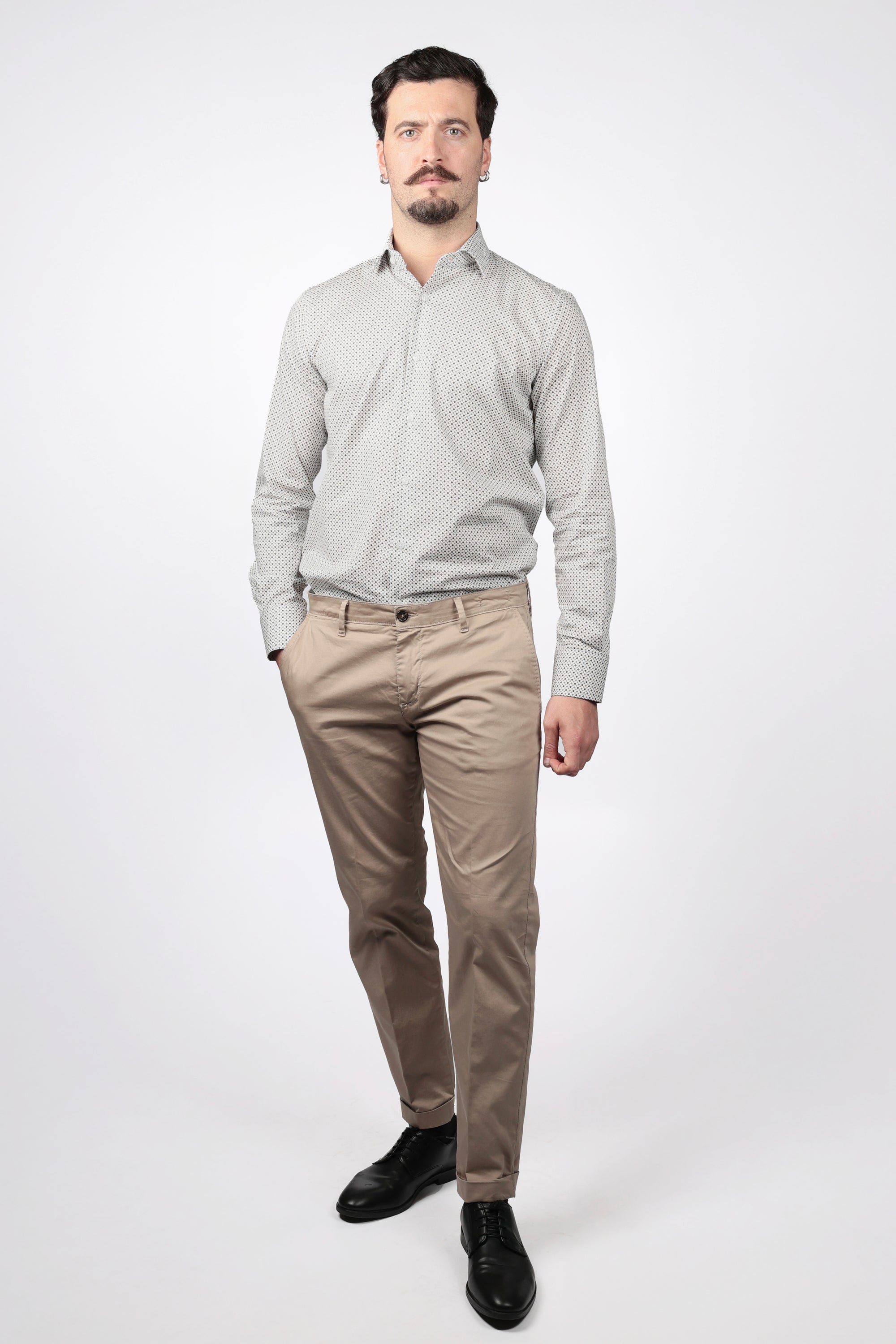 CAMICIA 100% COTONE FACILE STIRO CON FANTASIA ROMBO